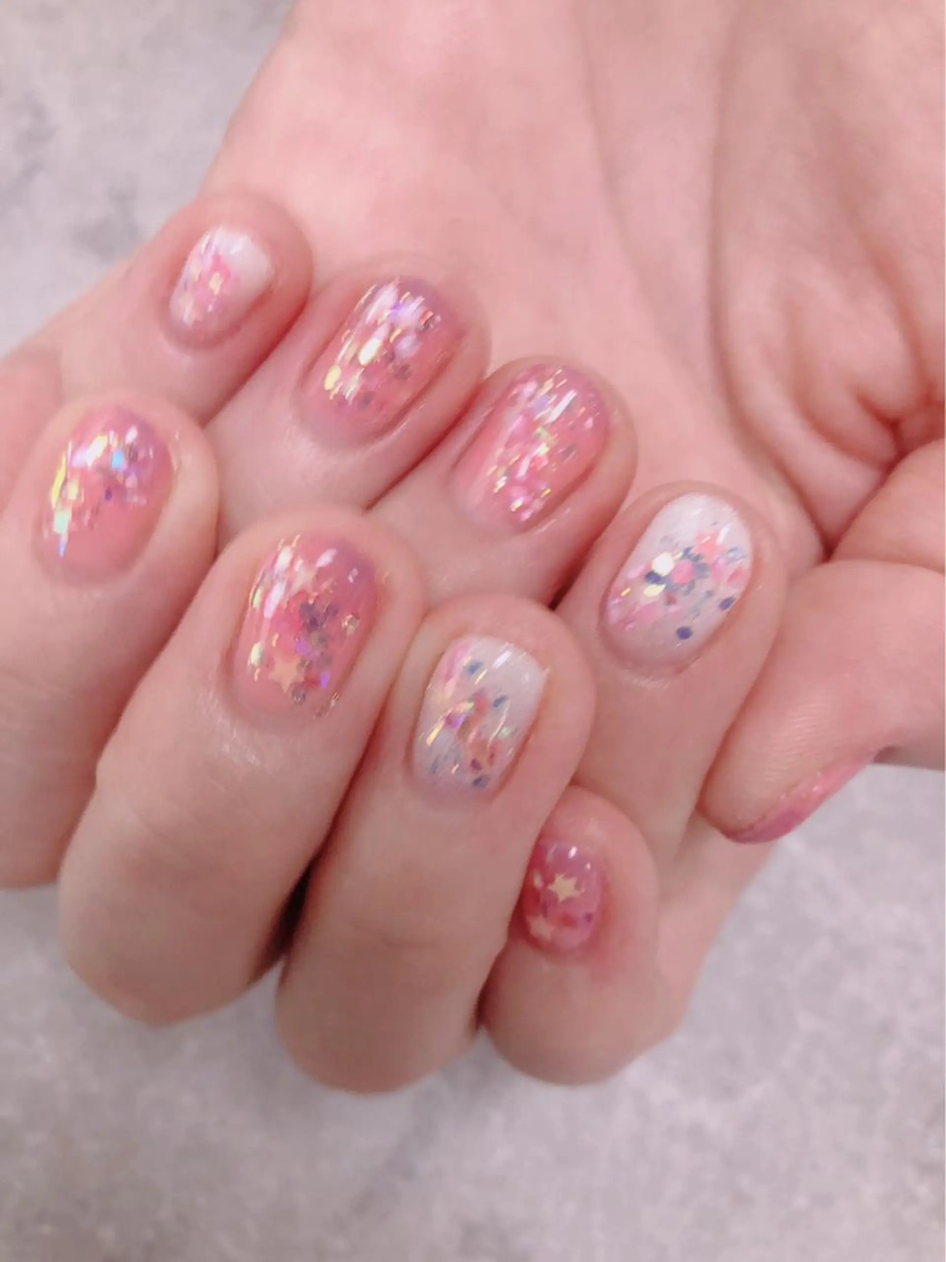 ネイル ニュアンスネイル ピンク ホワイト FASTNAIL PLUS 新宿店のネイルデザイン