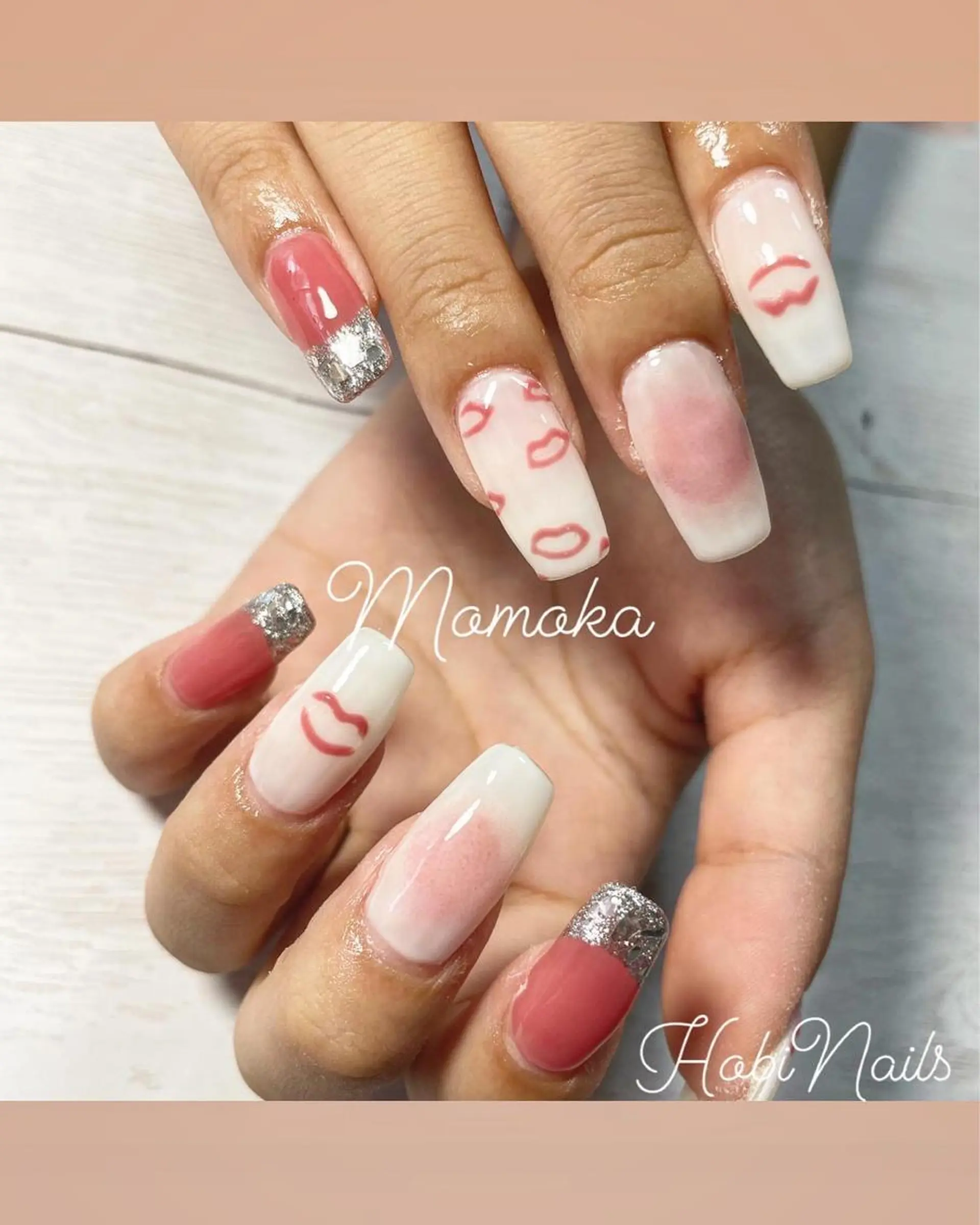 ネイル アートネイル 長さ出し Momo nailsalonのネイルデザイン