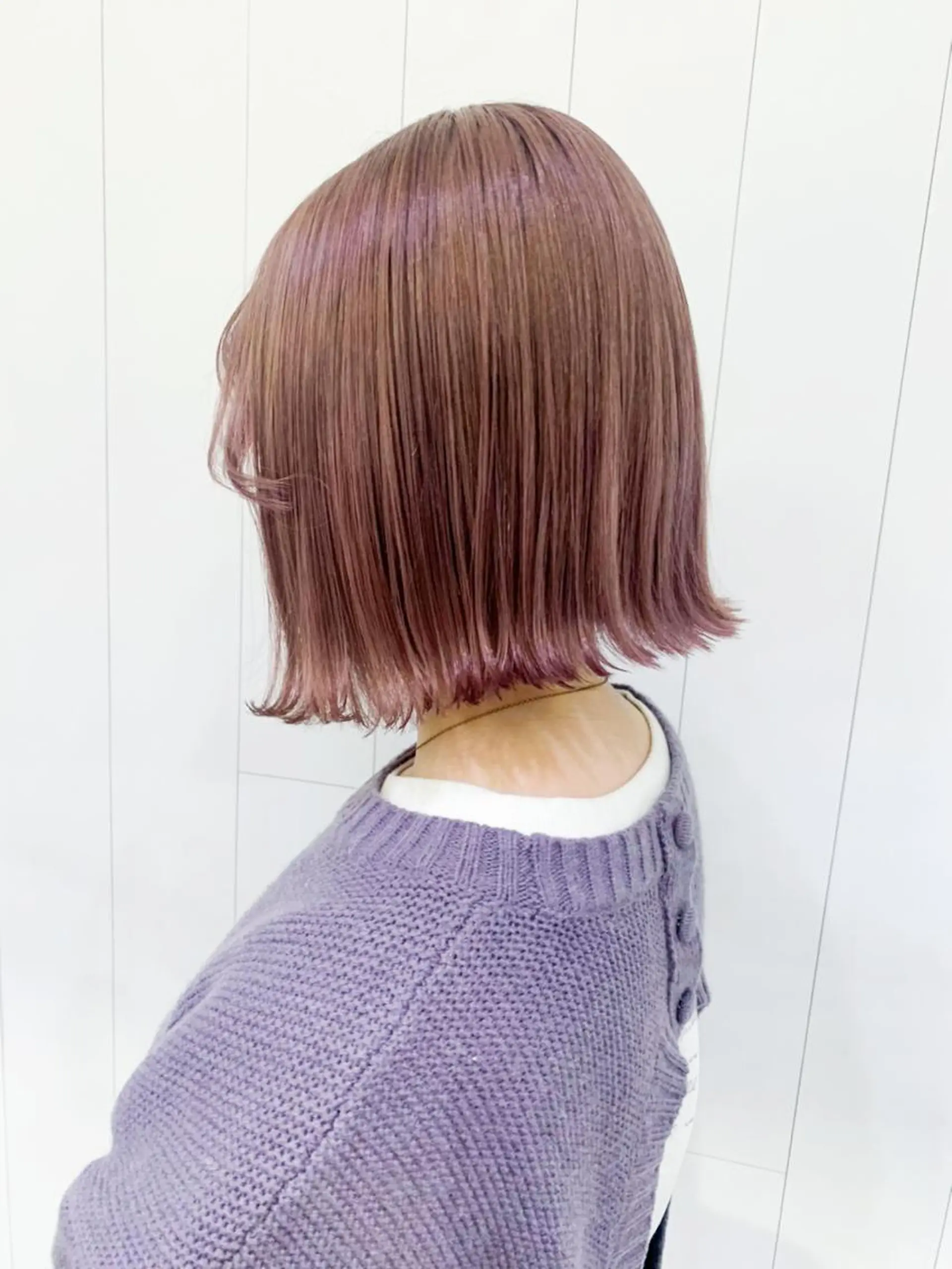 ミディアム カラー パーマ ヘアアレンジ ラベンダーカラー ピンクカラー ピンクラベンダー ボブ ITbyALBUM 藤沢店のヘアスタイル