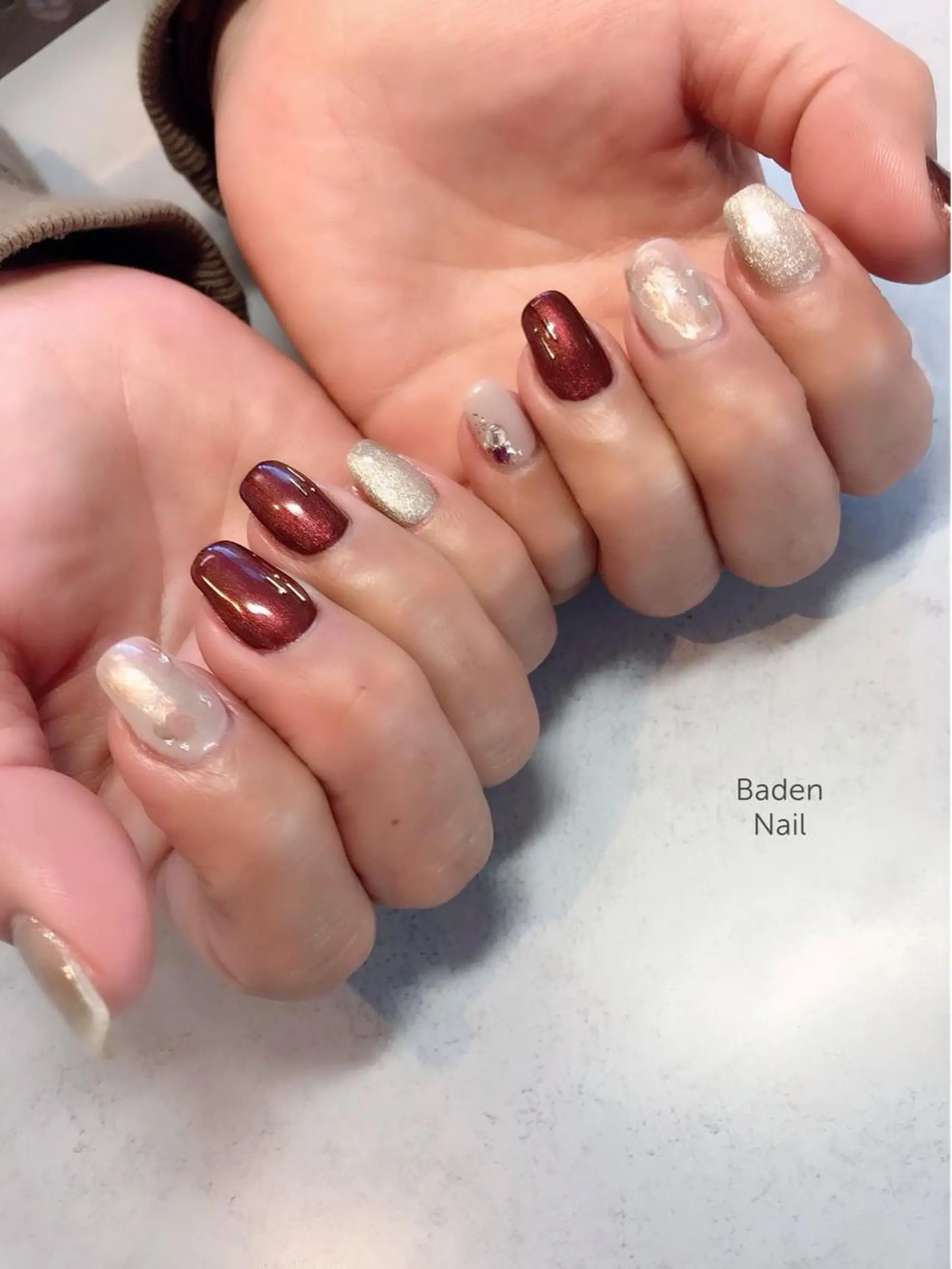 ネイル マグネットネイル ニュアンスネイル ワンカラーネイル ハンドネイル Baden Nail ﾊﾞ-ﾃﾞﾝ ﾈｲﾙのネイルデザイン