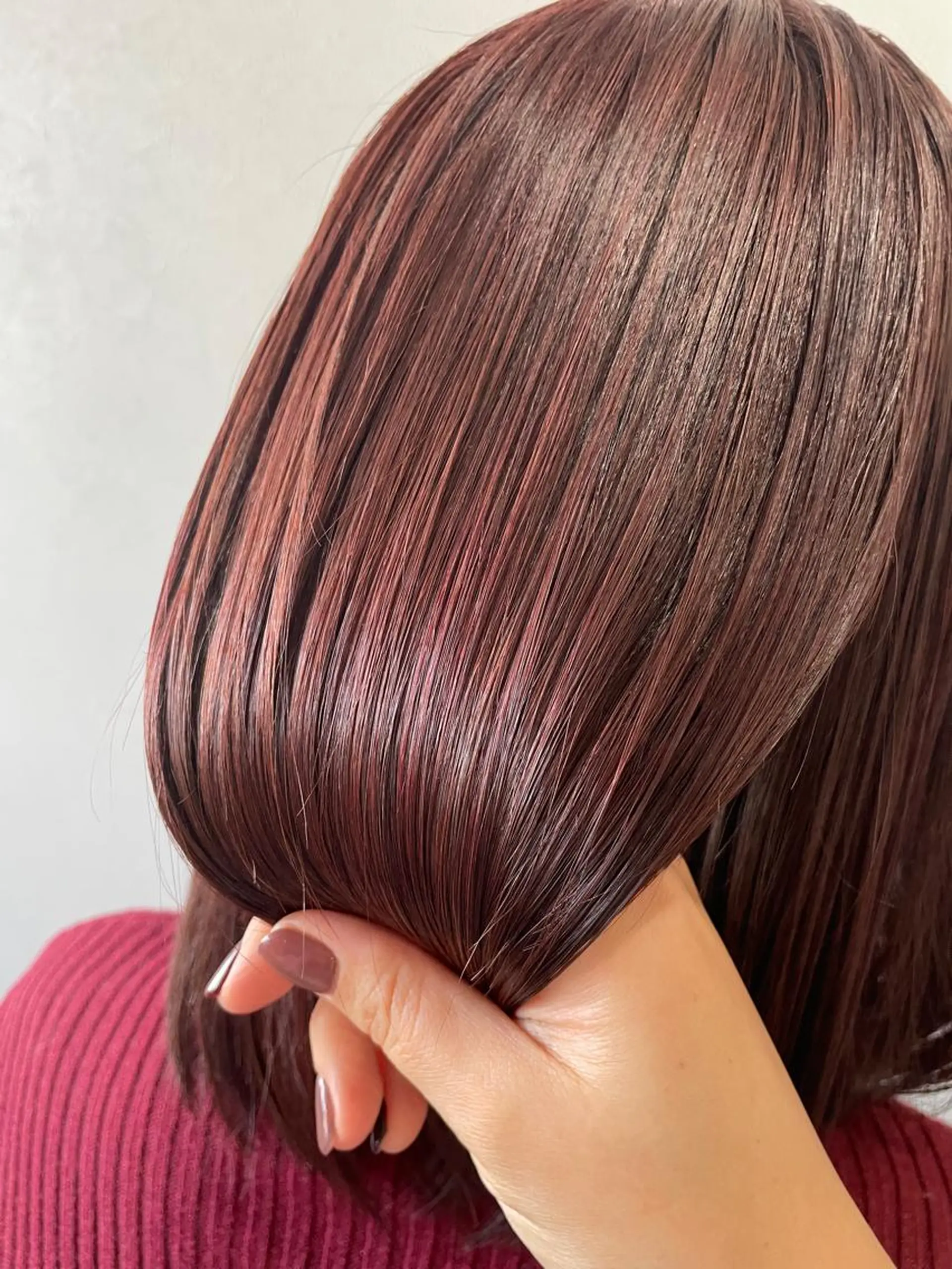 セミロング カラー ブリーチ ブラウンカラー ブリーチなしカラー 西尾美容室libuR Ryokaのヘアスタイル