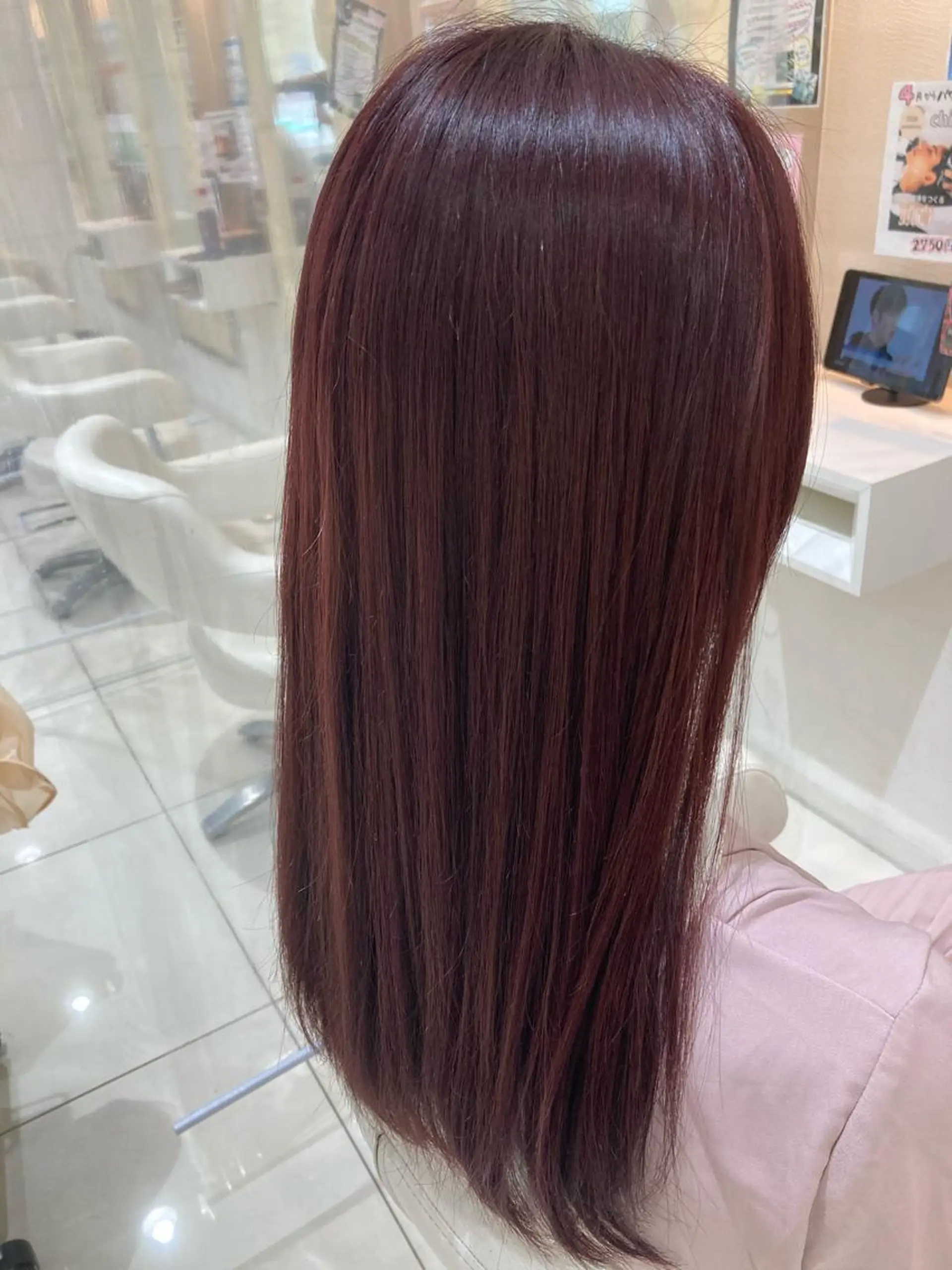 ロング カラー ピンクカラー ロング トリートメント 田中 あかねのヘアスタイル