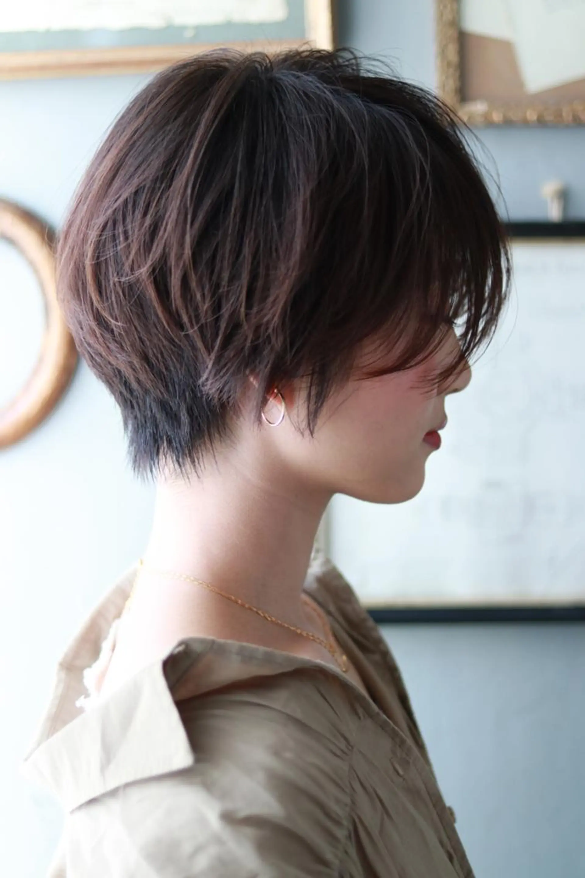 ミディアム カラー ミディアムパーマ アッシュ ベージュカラー ボブ 代表　土屋ヒロユキ ショートカットのヘアスタイル