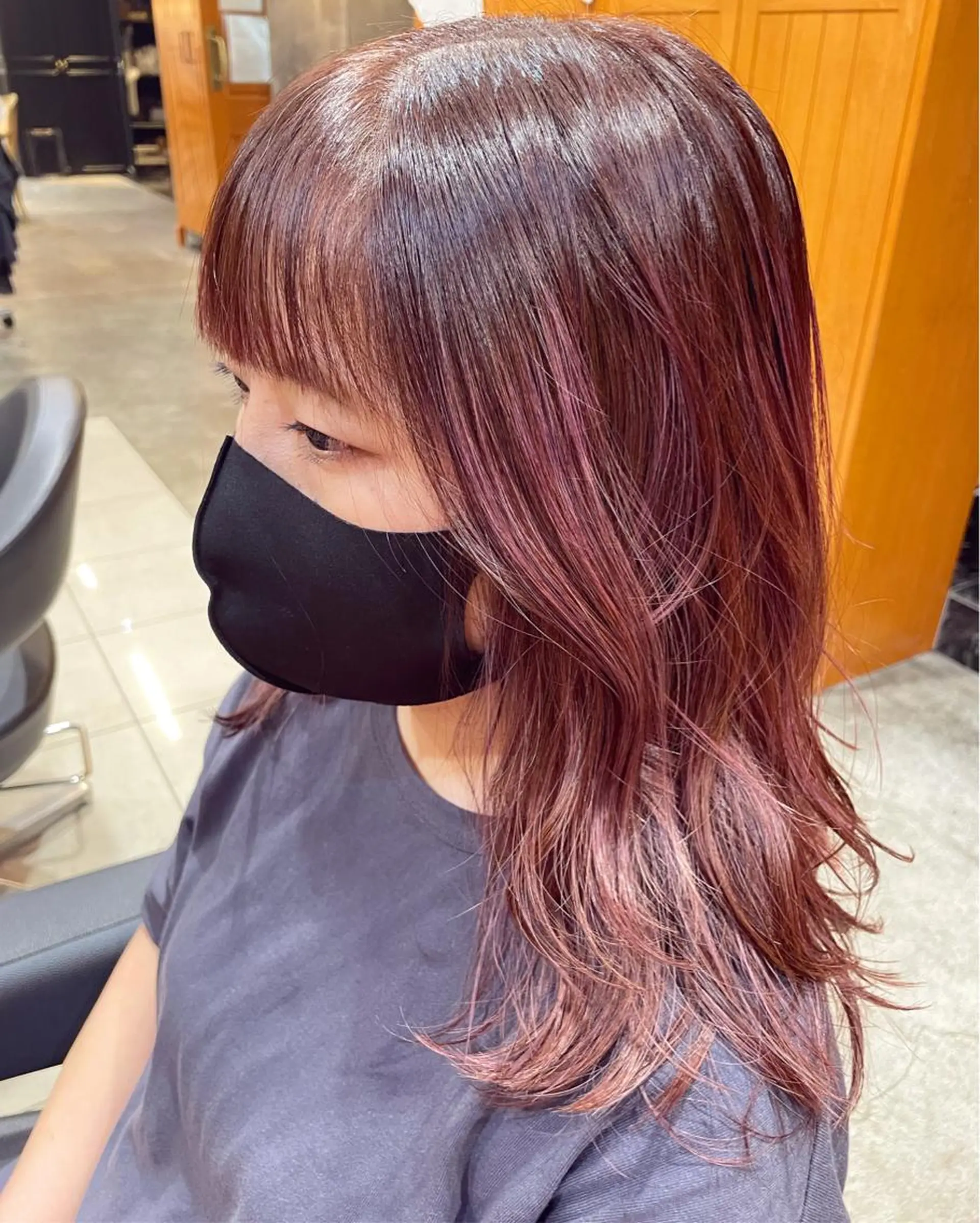 セミロング カラー ヘアアレンジ ラベンダーカラー ラベンダーピンク ピンクカラー レイヤーカット 髪質改善カラー&TR 縮毛矯正/弱酸性矯正のヘアスタイル