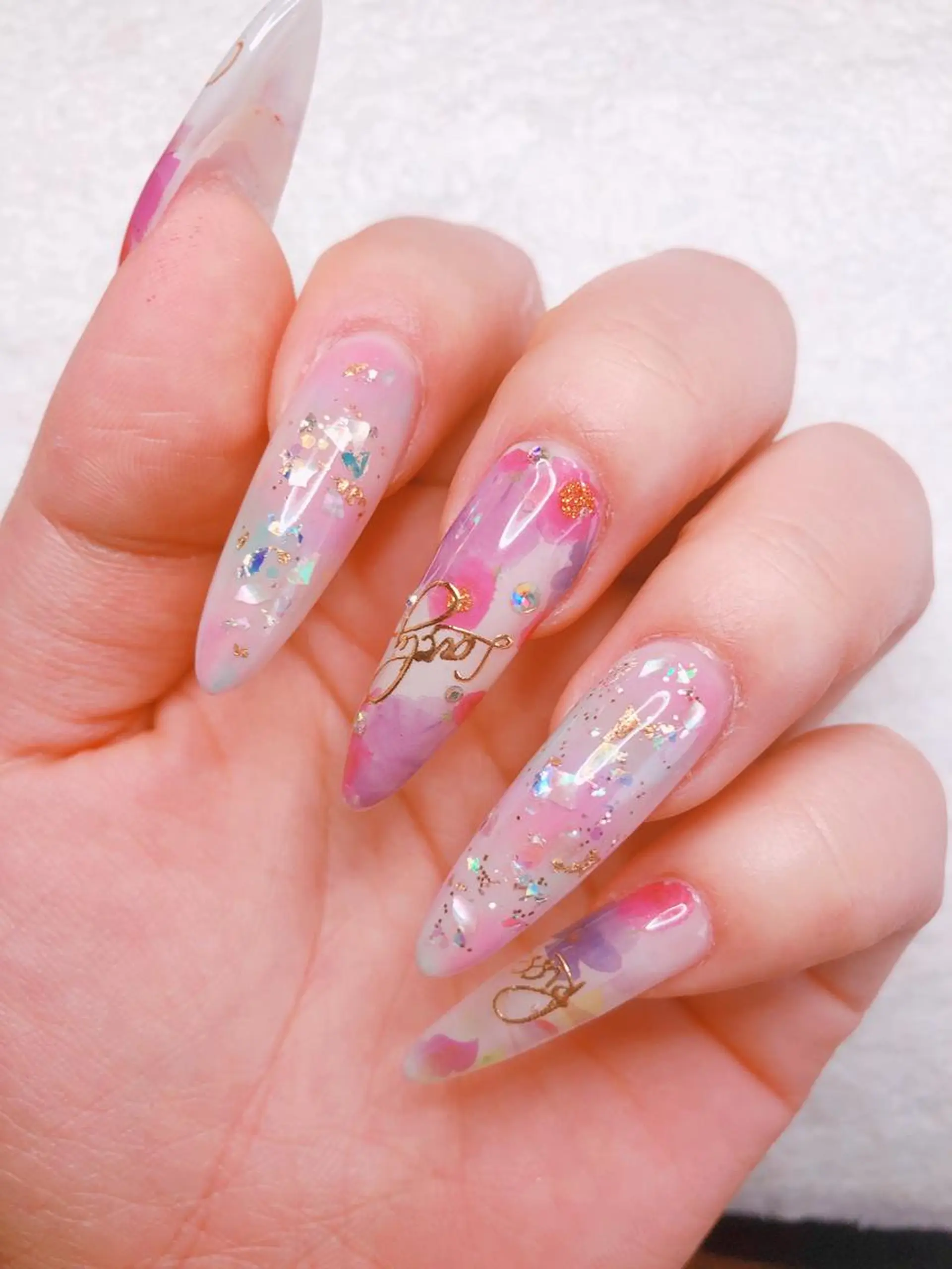 ロング ネイル ハンドネイル 長さ出し専門 nynaのネイルデザイン