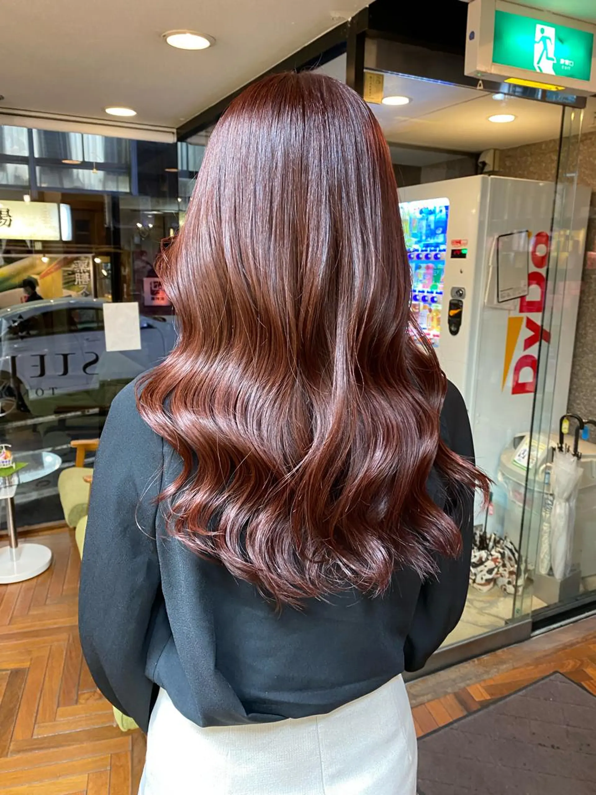 ロング カラー レッドカラー ヨシンモリ 韓国風ヘア ヘアカラー トリートメント ボブ/縮毛矯正/ レイヤー/塚田のヘアスタイル