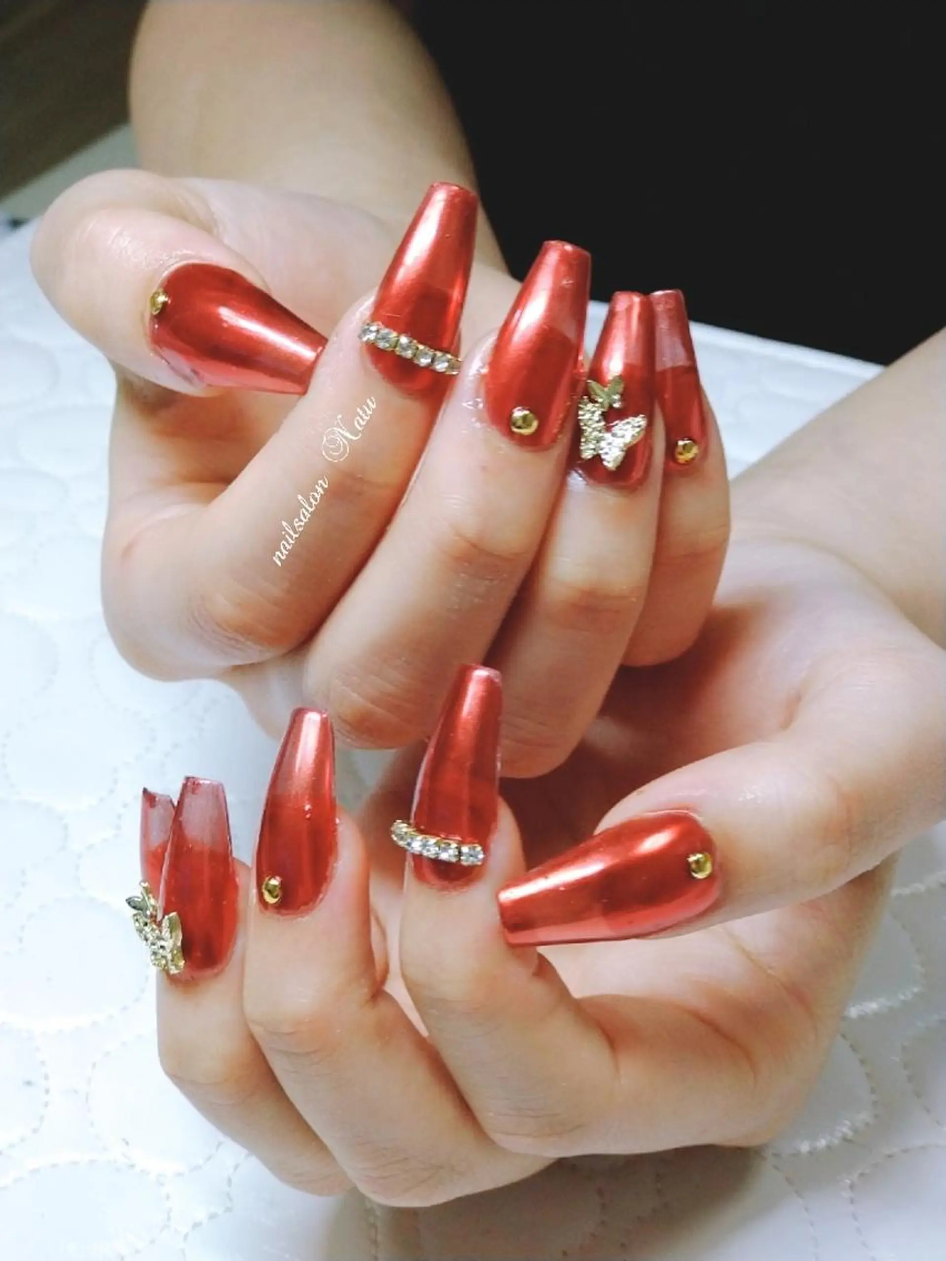 ネイル 長さ出し ミラーネイル ワンカラーネイル nailsalon　 Natuのネイルデザイン