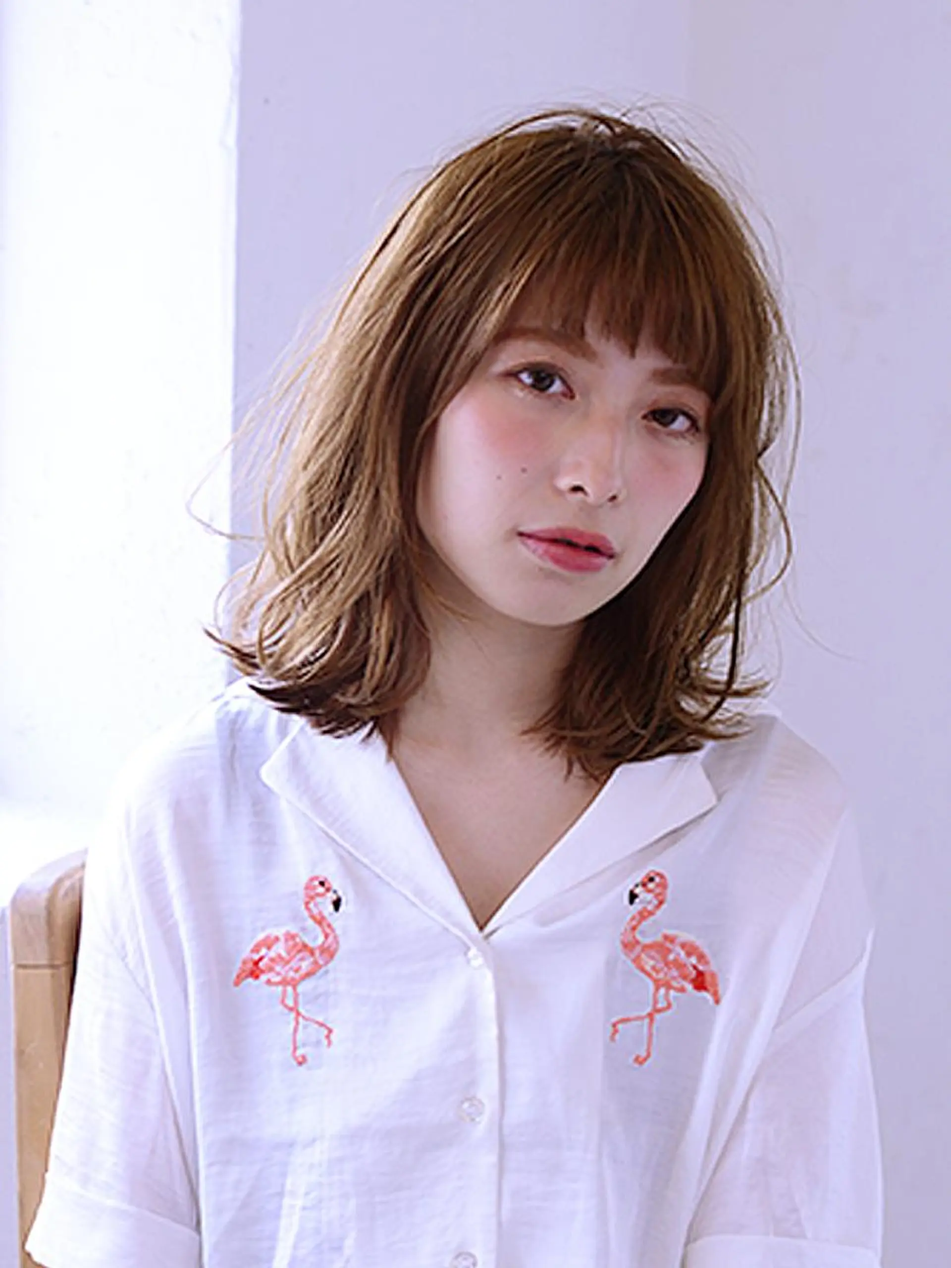 ミディアム カラー ミディアムパーマ 顔周りカット ⭐️髪質改善⭐️ フジヒサゴウタのヘアスタイル