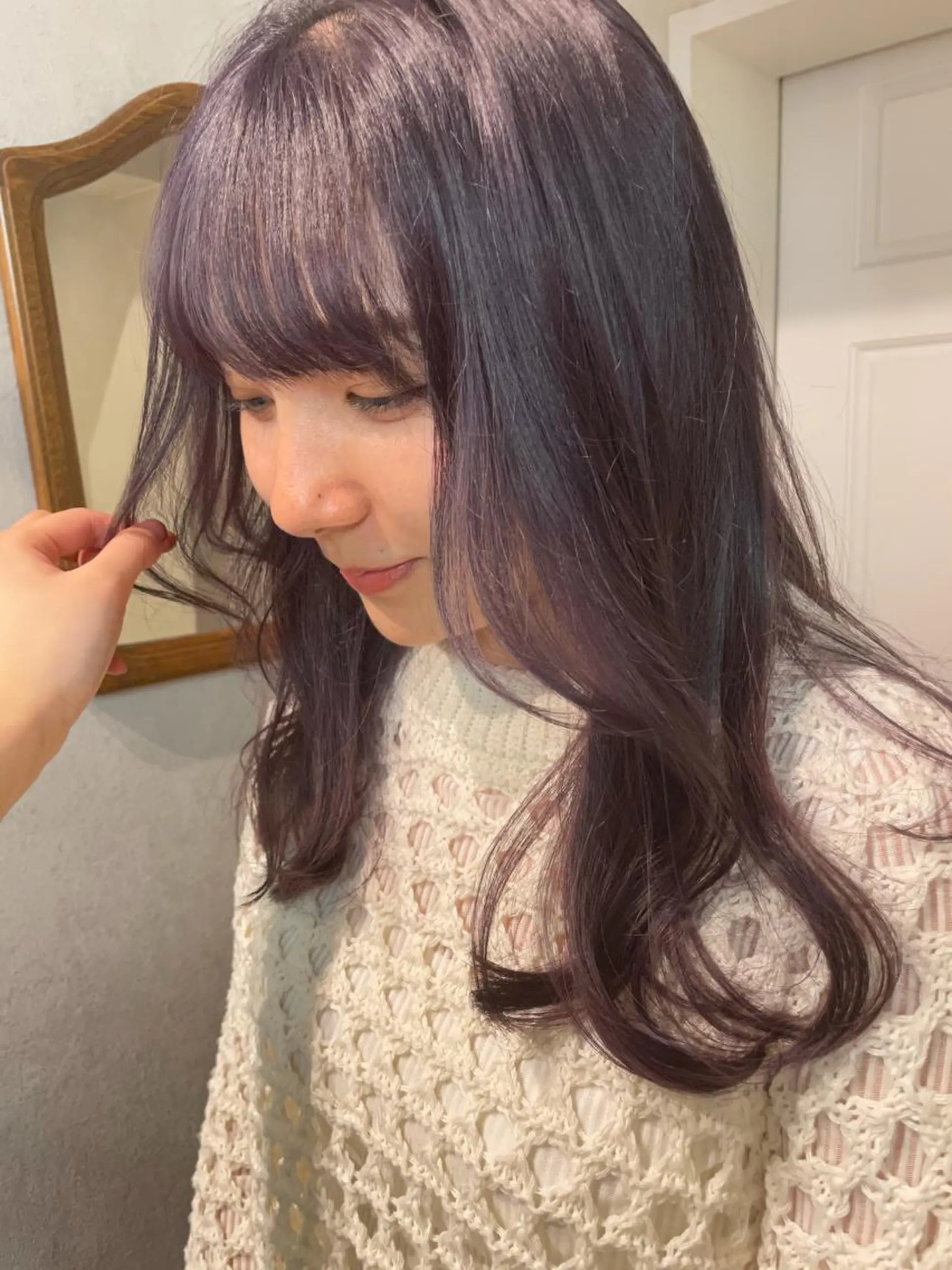 セミロング カラー ラベンダーカラー ヘアカラー ナチュラル透明感🌱 小山美樹子のヘアスタイル