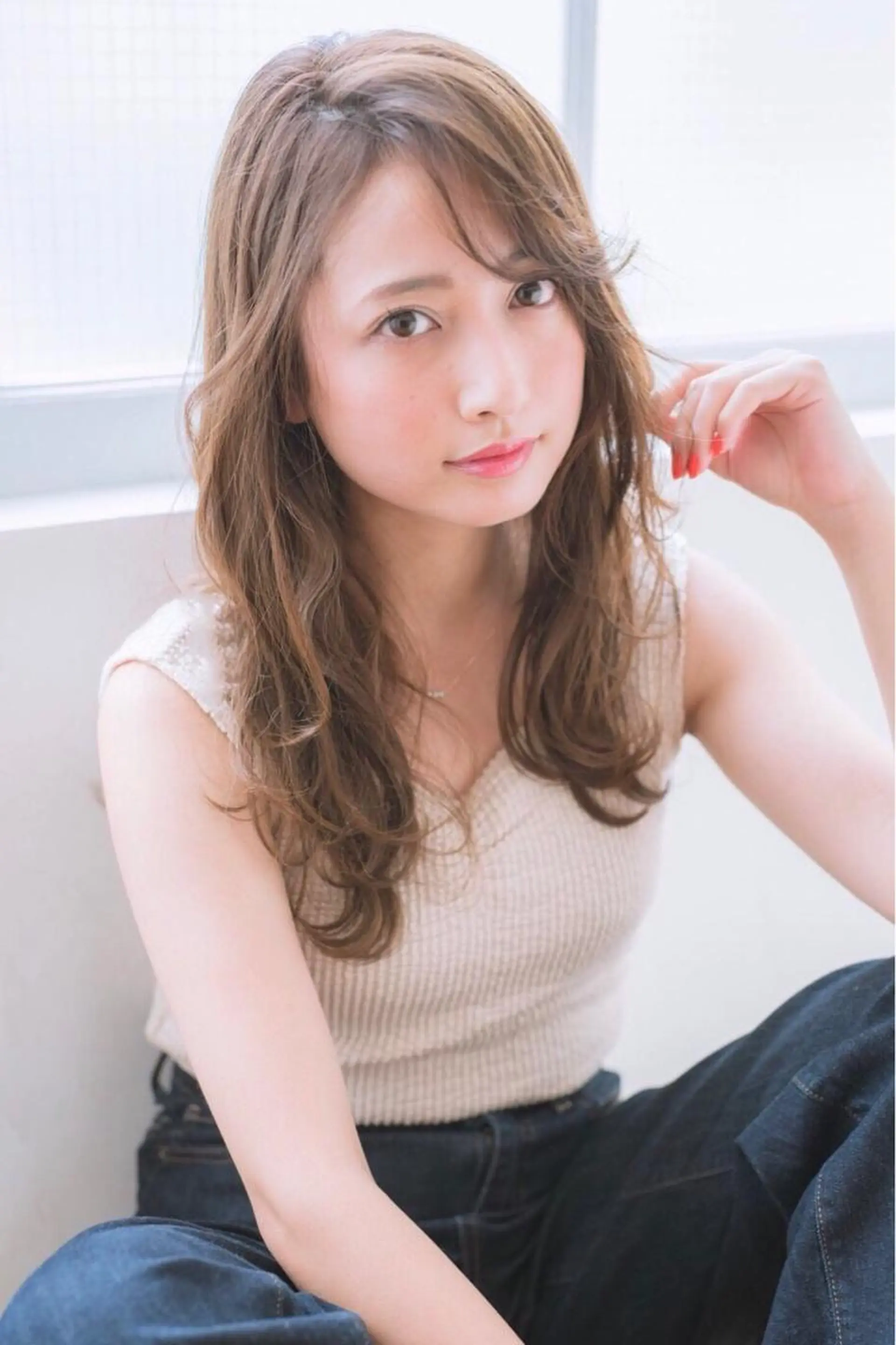 ミディアム カラー パーマ ヘアアレンジ 【白髪ぼかし 専門GBG】自由が丘のヘアスタイル