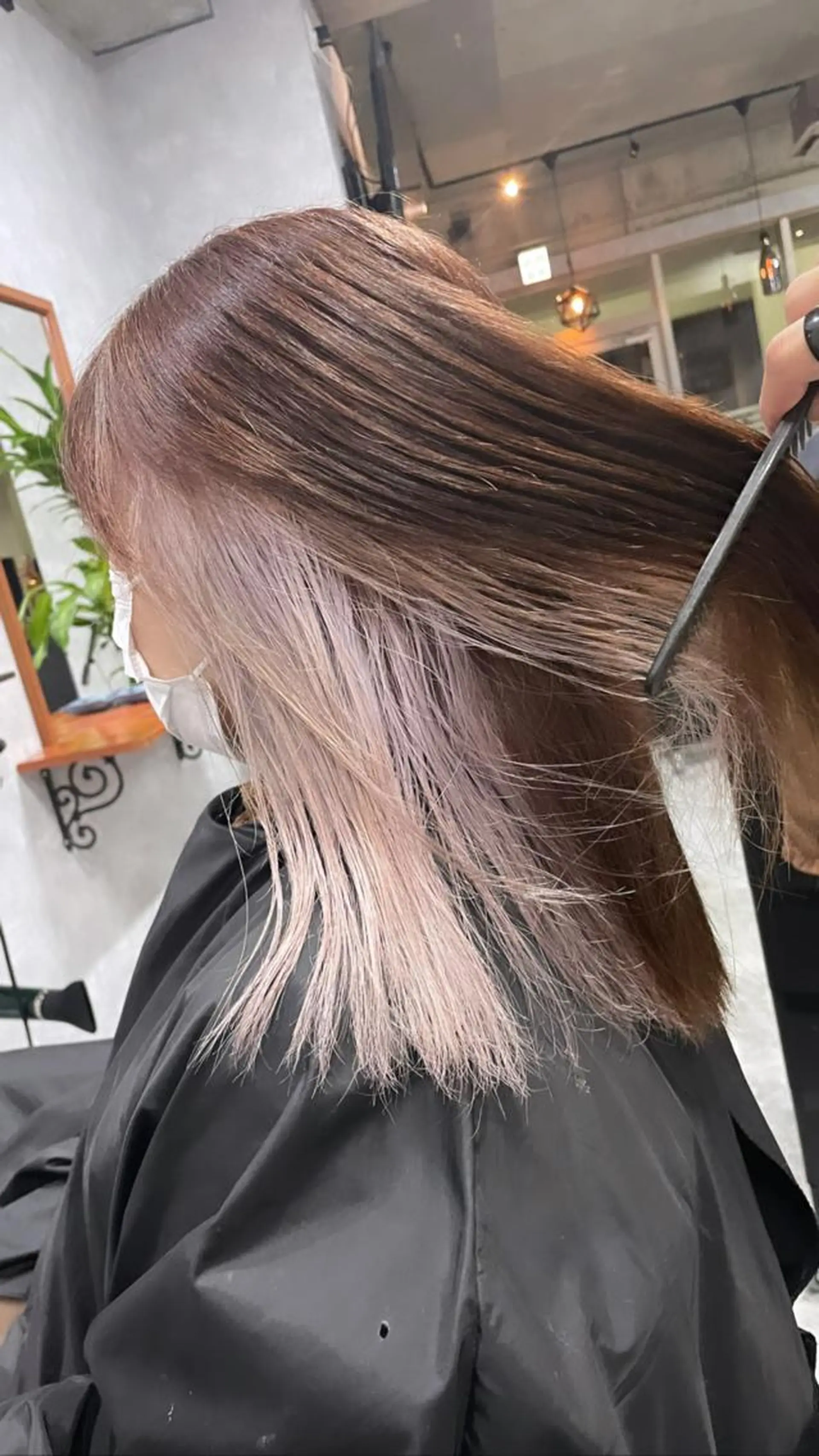 ロング アッシュ 韓国風カラー ボブ ハイライト 韓国風ヘア andKおもろまち店 艶ダブルカラー✨のヘアスタイル