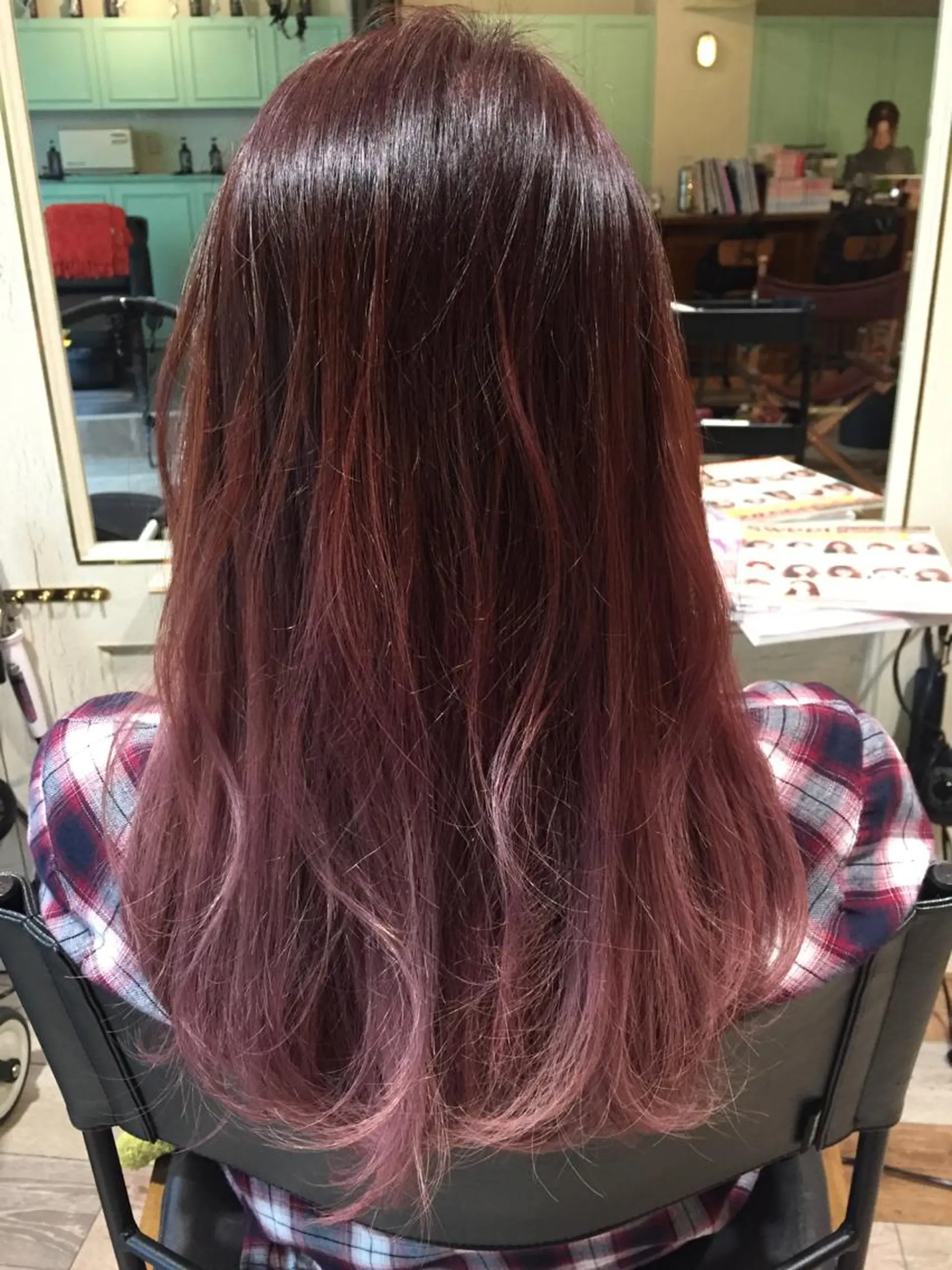 ロング カラー グラデーションカラー ピンクカラー ピンクパープル パープルカラー ヘアカラー トリートメント ヘッドスパ TOPstylist ✂️フセケイタ✂️のヘアスタイル