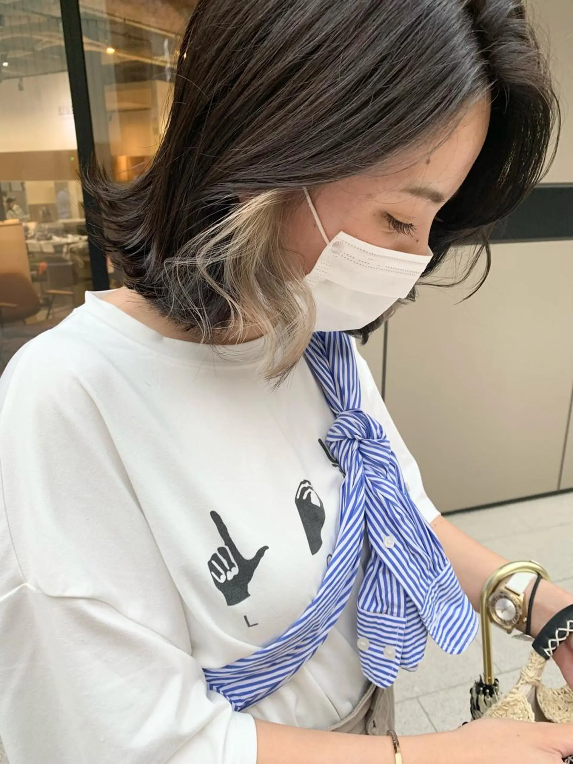 ショート カラー ベージュカラー ブリーチ ホワイトベージュ ヘアカラー レイヤー/大人メンズ パーマ🌀 平島拓也のヘアスタイル