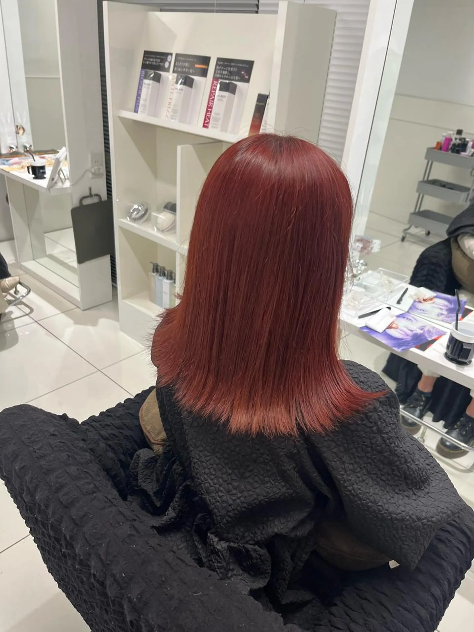 ミディアム カラー オレンジ オレンジピンク ピンクカラー りおな/髪質改善/ カラー /平尾のヘアスタイル