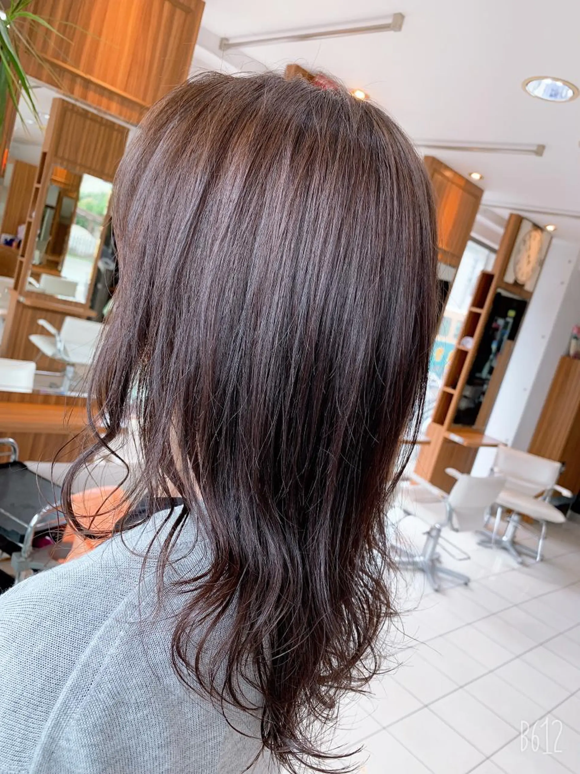 セミロング カラー 白髪ぼかしハイライト 柳川拓哉のヘアスタイル