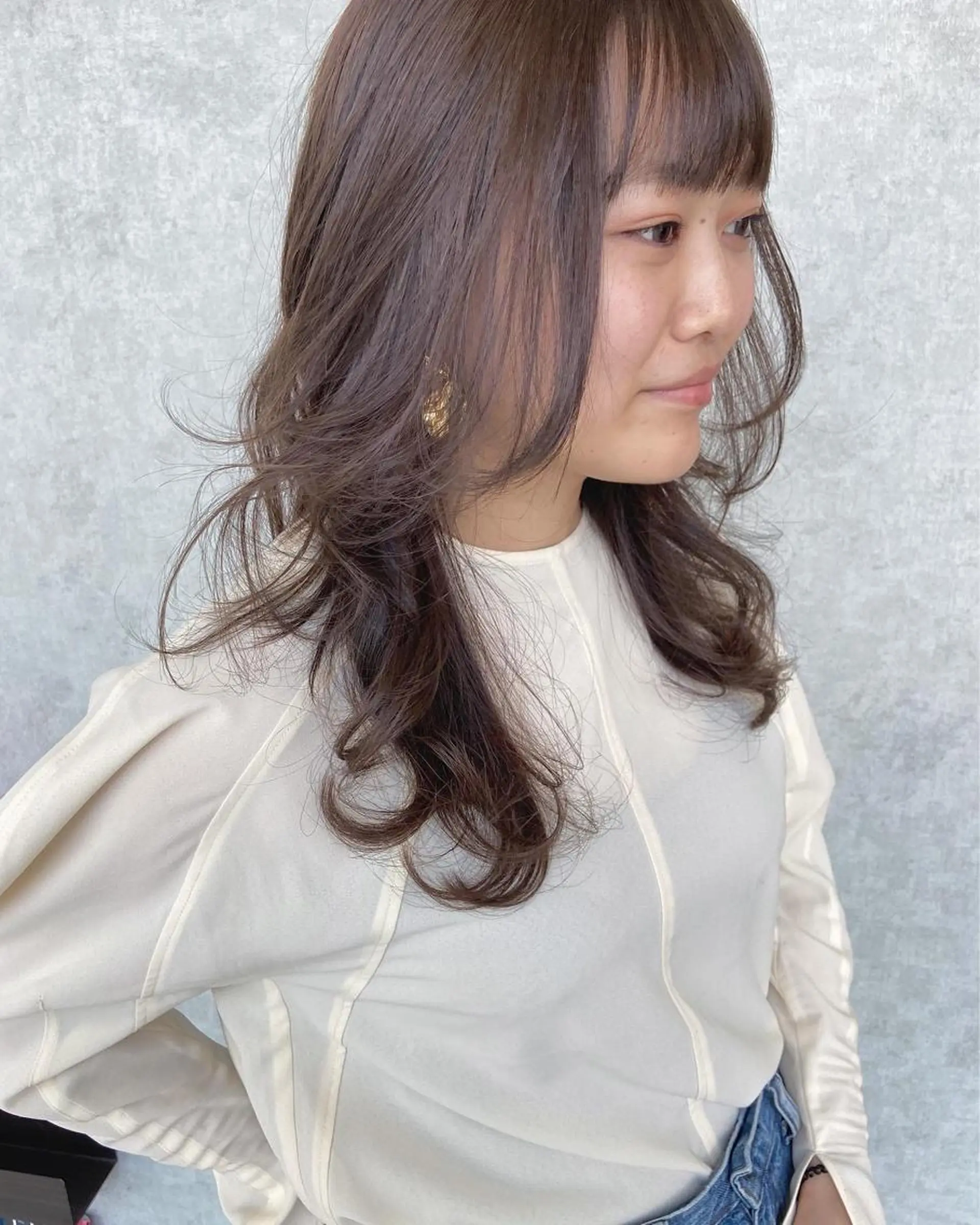 セミロング カラー パーマ カット ヘアカラー トリートメント ヘッドスパ 小田 莉加子のヘアスタイル