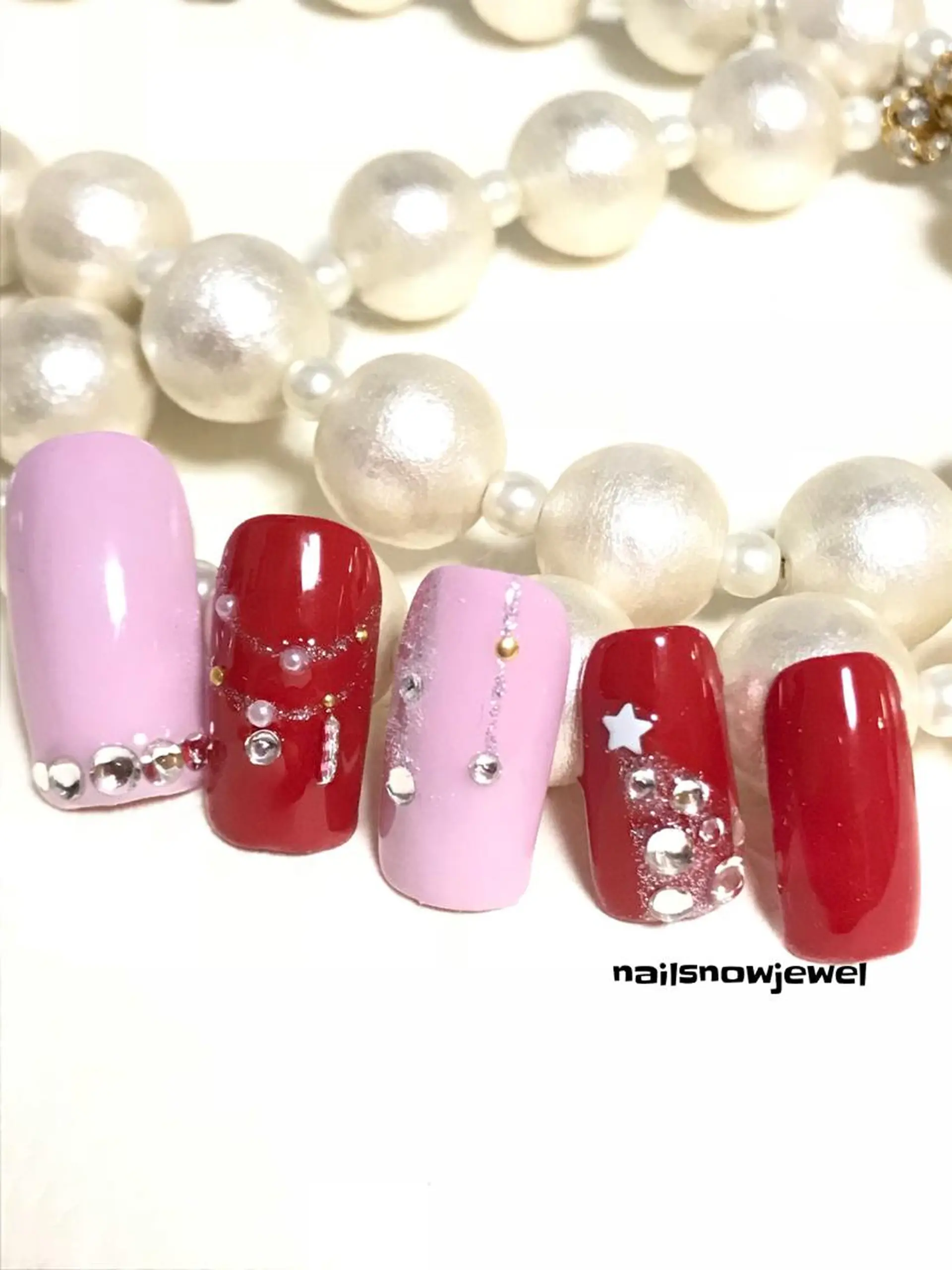 ネイル 冬ネイル クリスマス nail snowjewelのネイルデザイン
