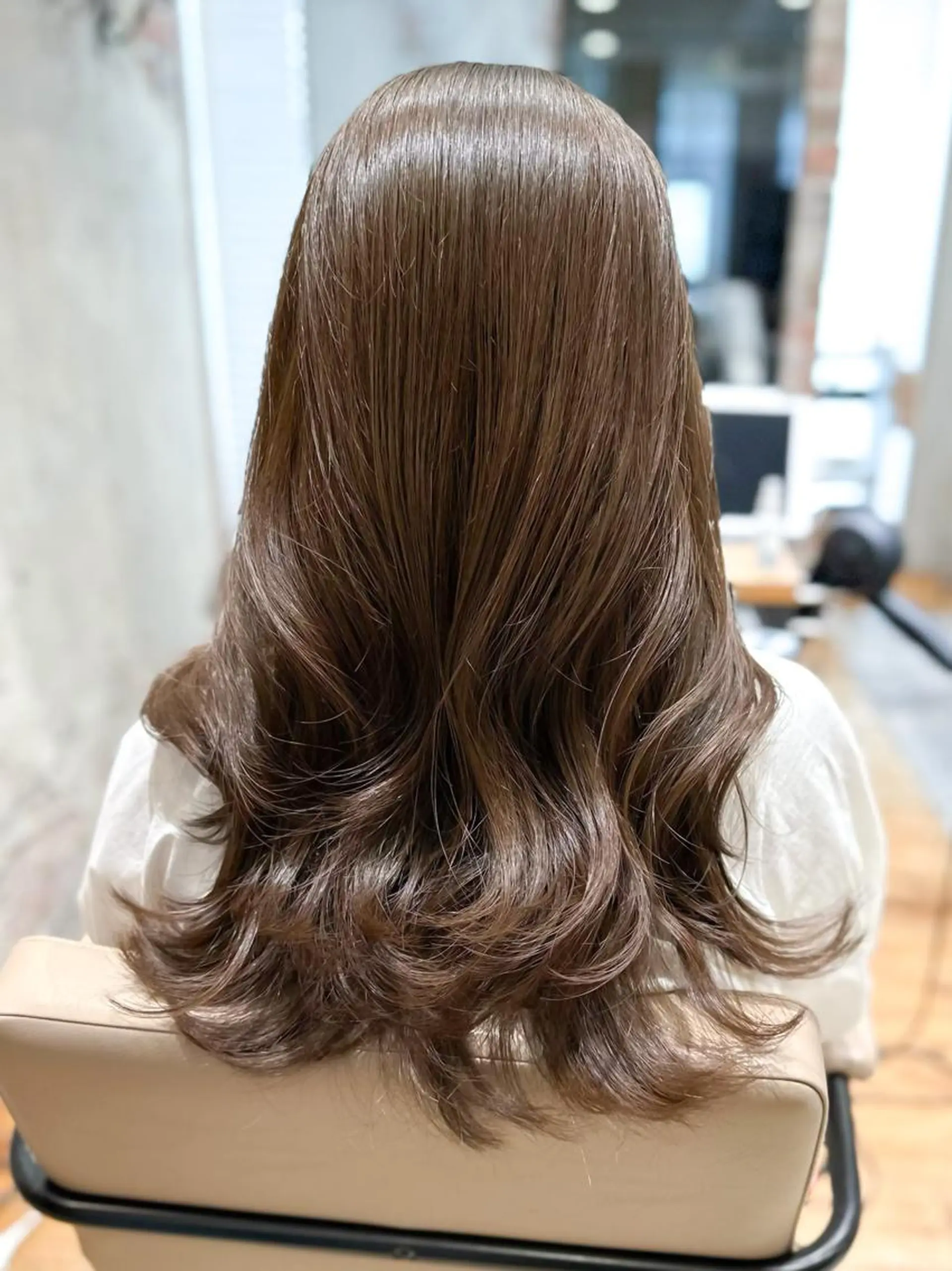 セミロング カラー ベージュカラー ブラウンカラー ブラウンベージュ くびれヘア 顔まわりレイヤー 顔周り/くびれヘア 韓国ヘア💕風間るなのヘアスタイル