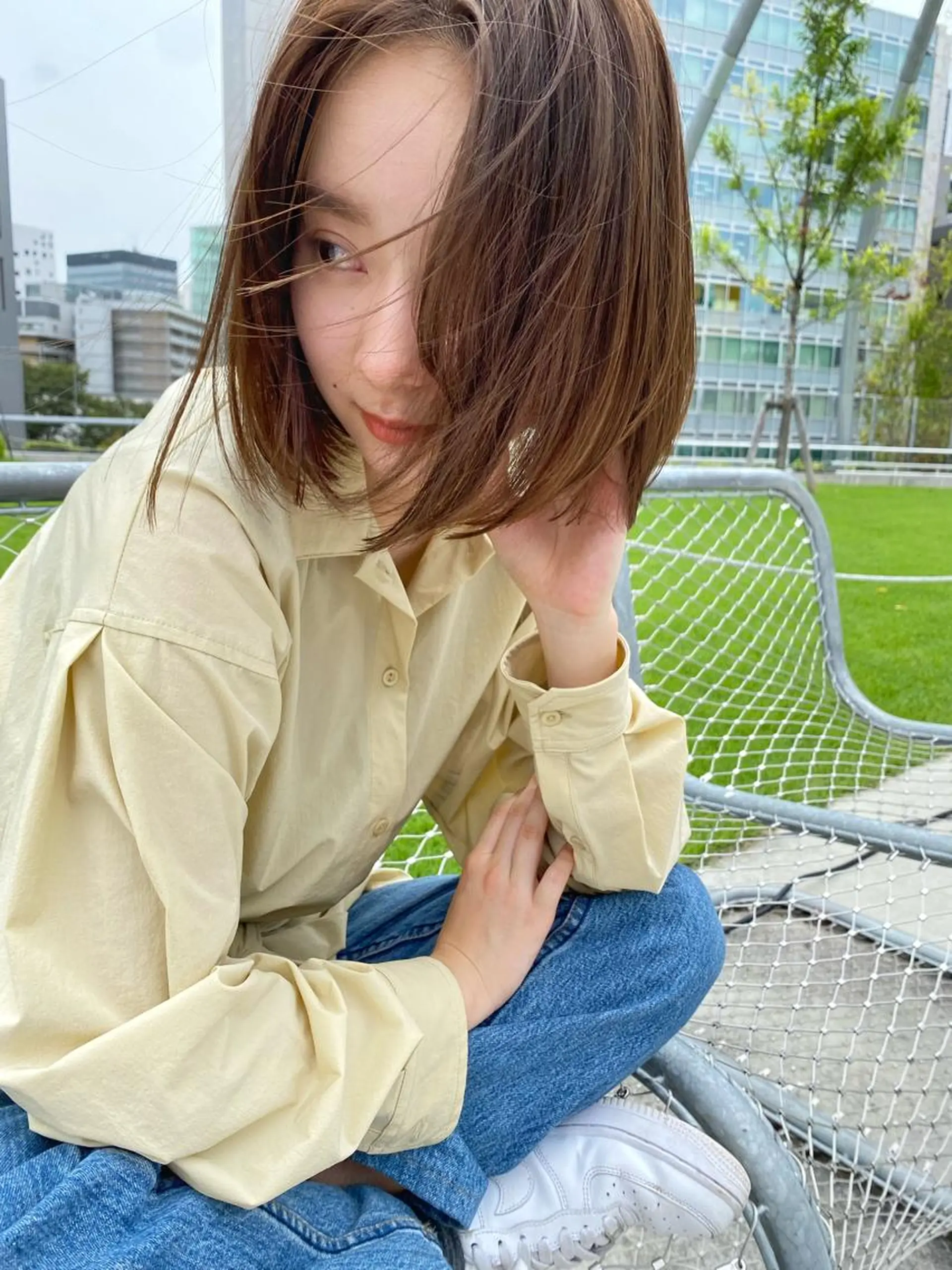 ショート カラー ワンレンボブ ボブ カット ヘアカラー トリートメント 🉐メンズヘア特化 men's/ケンイチのヘアスタイル