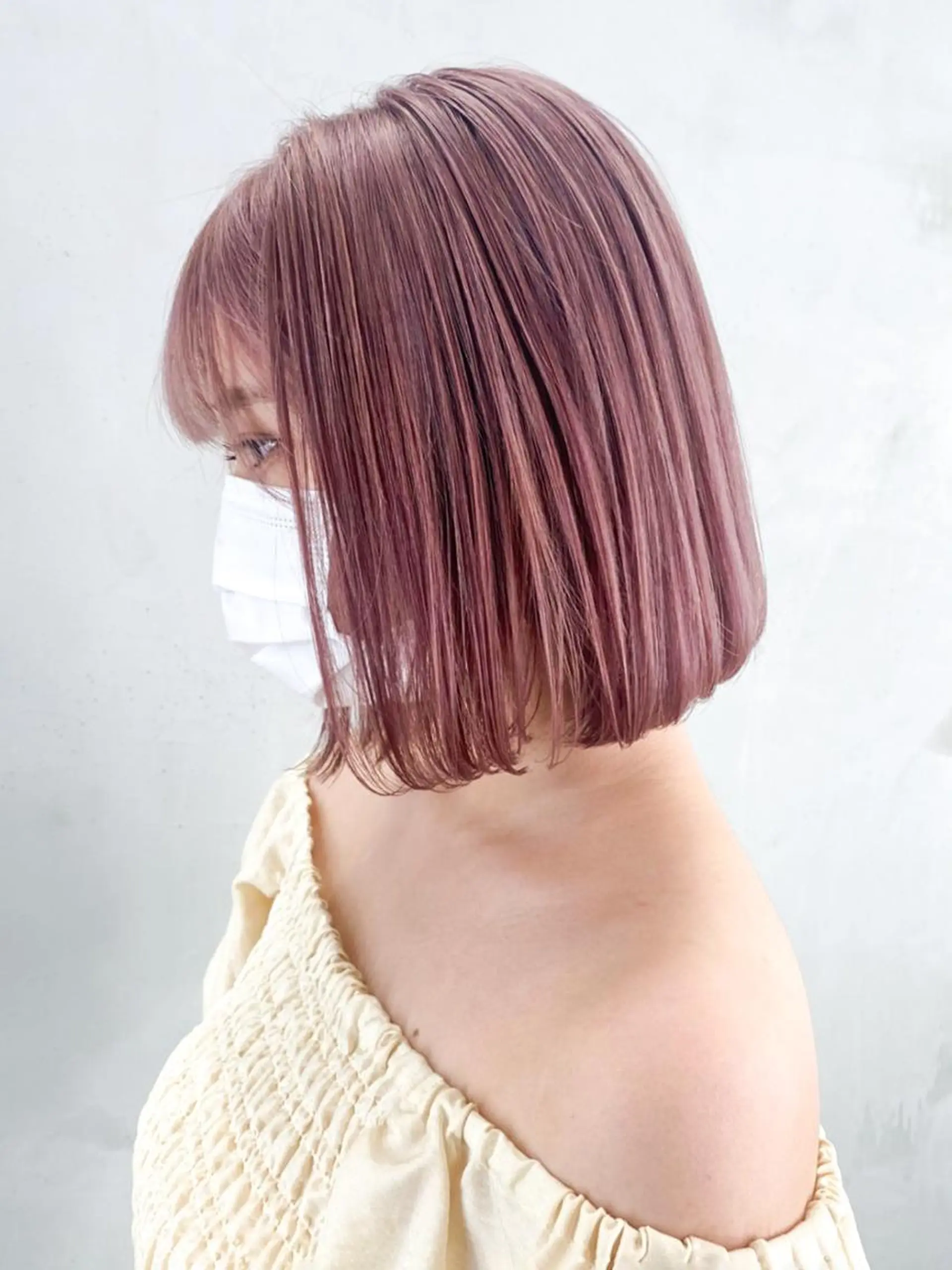 ミディアム カラー パーマ ヘアアレンジ ピンクカラー ボブ ITbyALBUM 中野店のヘアスタイル