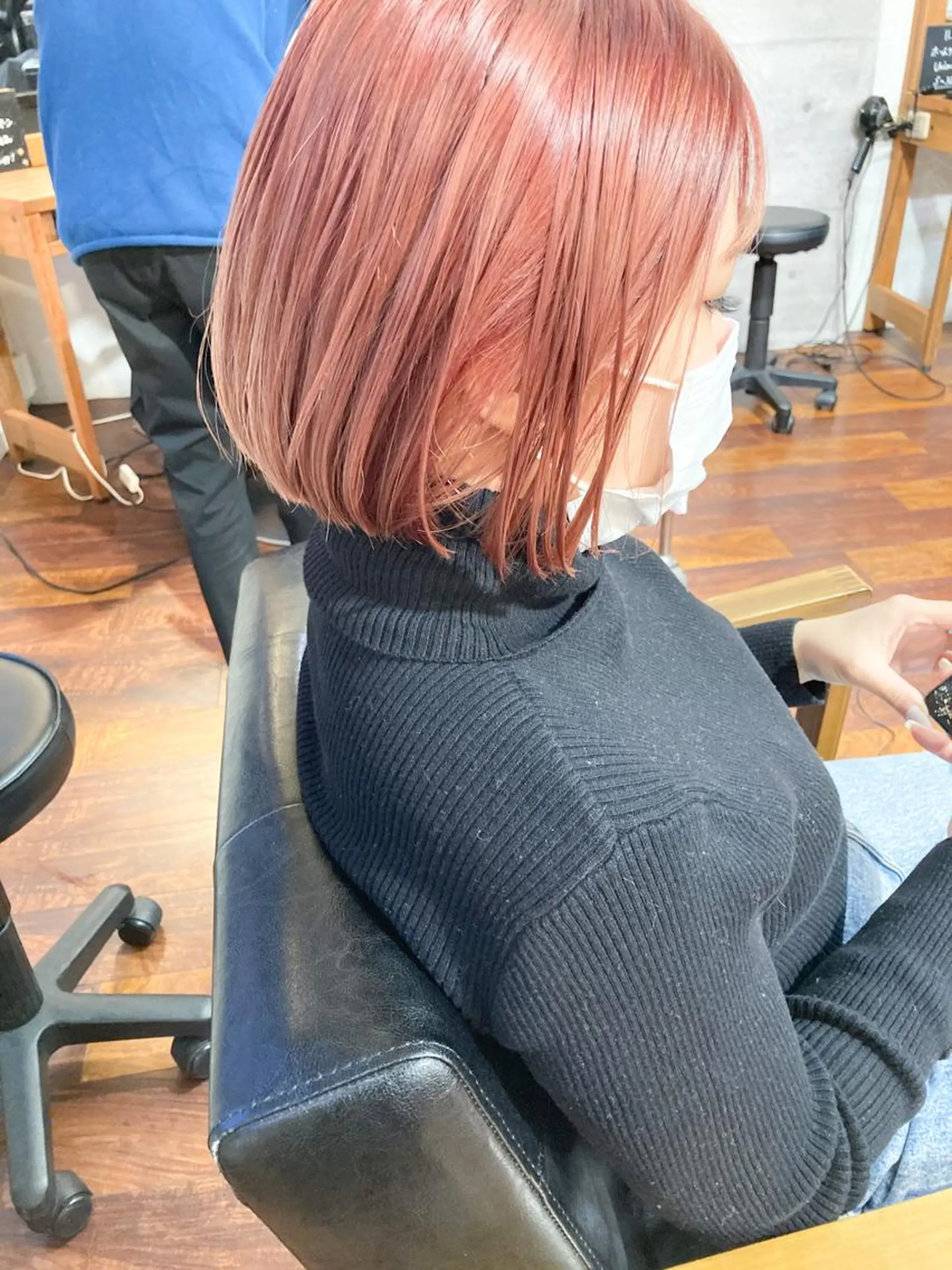 ミディアム カラー ピンクカラー カット ヘアカラー トリートメント 小木曽智美 /ボブ/ショートのヘアスタイル