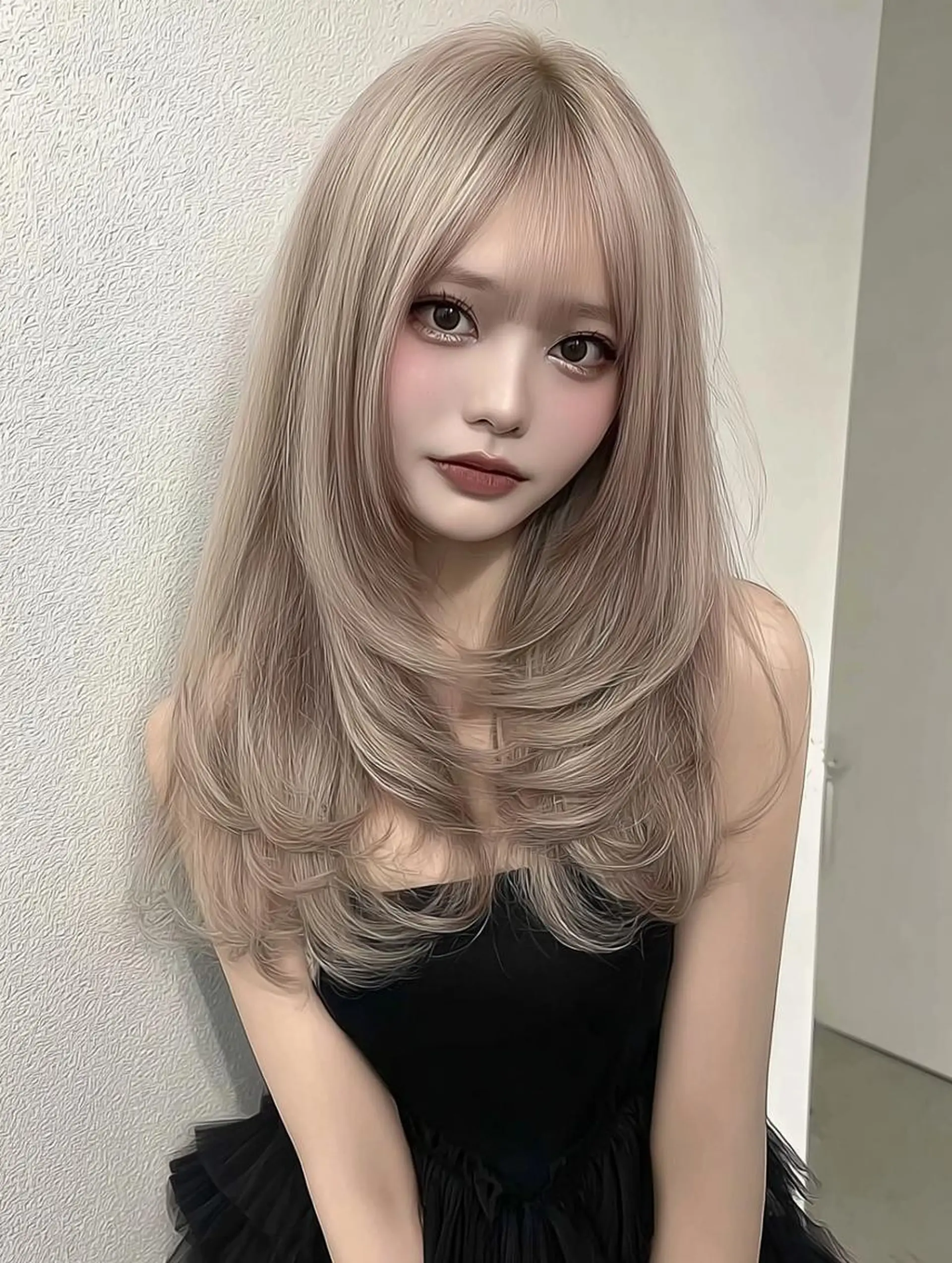 セミロング ボブ 髪質改善 韓国風ヘア レイヤーカット 縮毛矯正 カット ヘアカラー トリートメント 七田 英亮のヘアスタイル