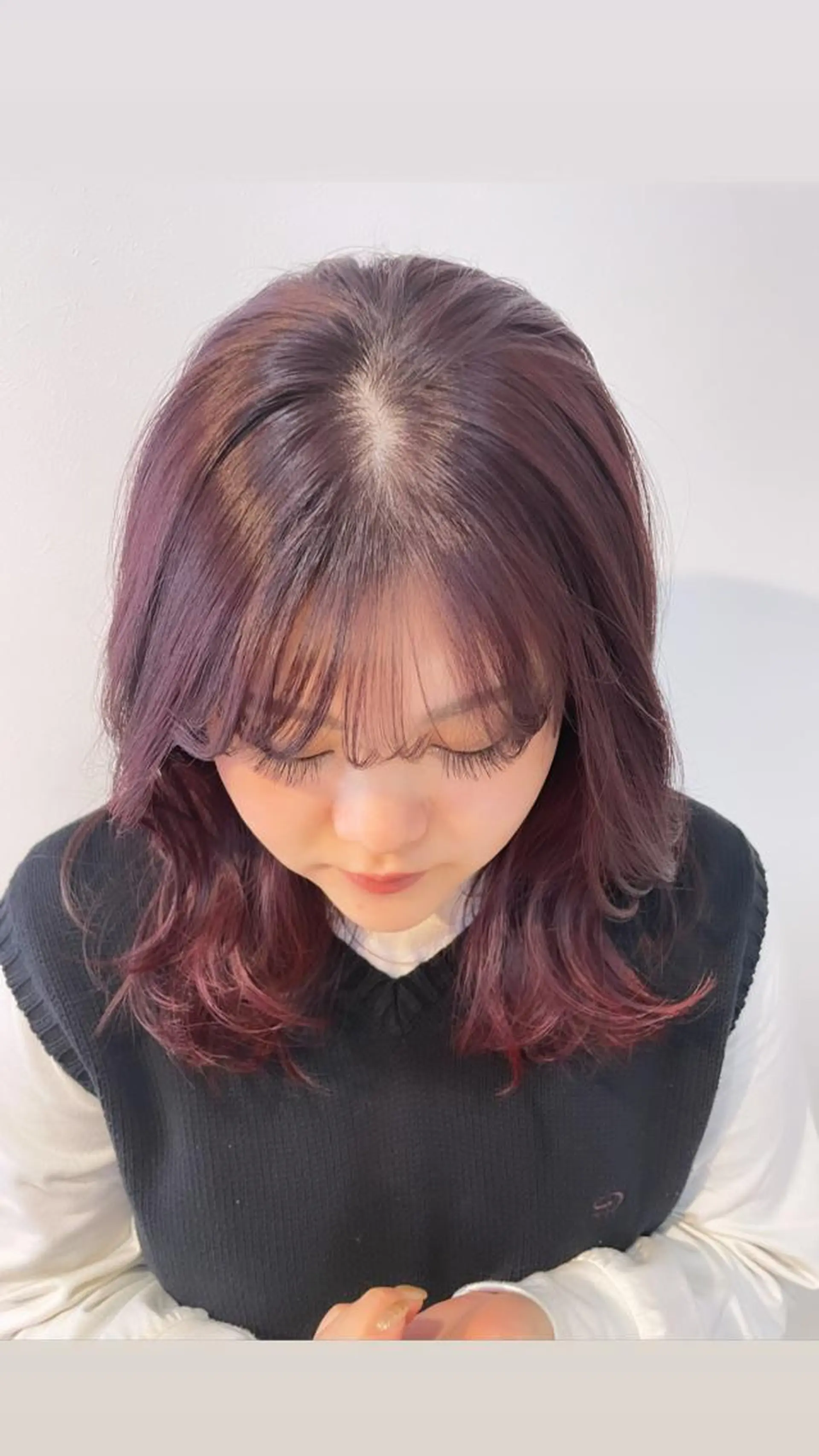 ミディアム カラー カシス ピンクカラー 韓国風ヘア HIBIKI/原宿 ハッシュカット🪄のヘアスタイル