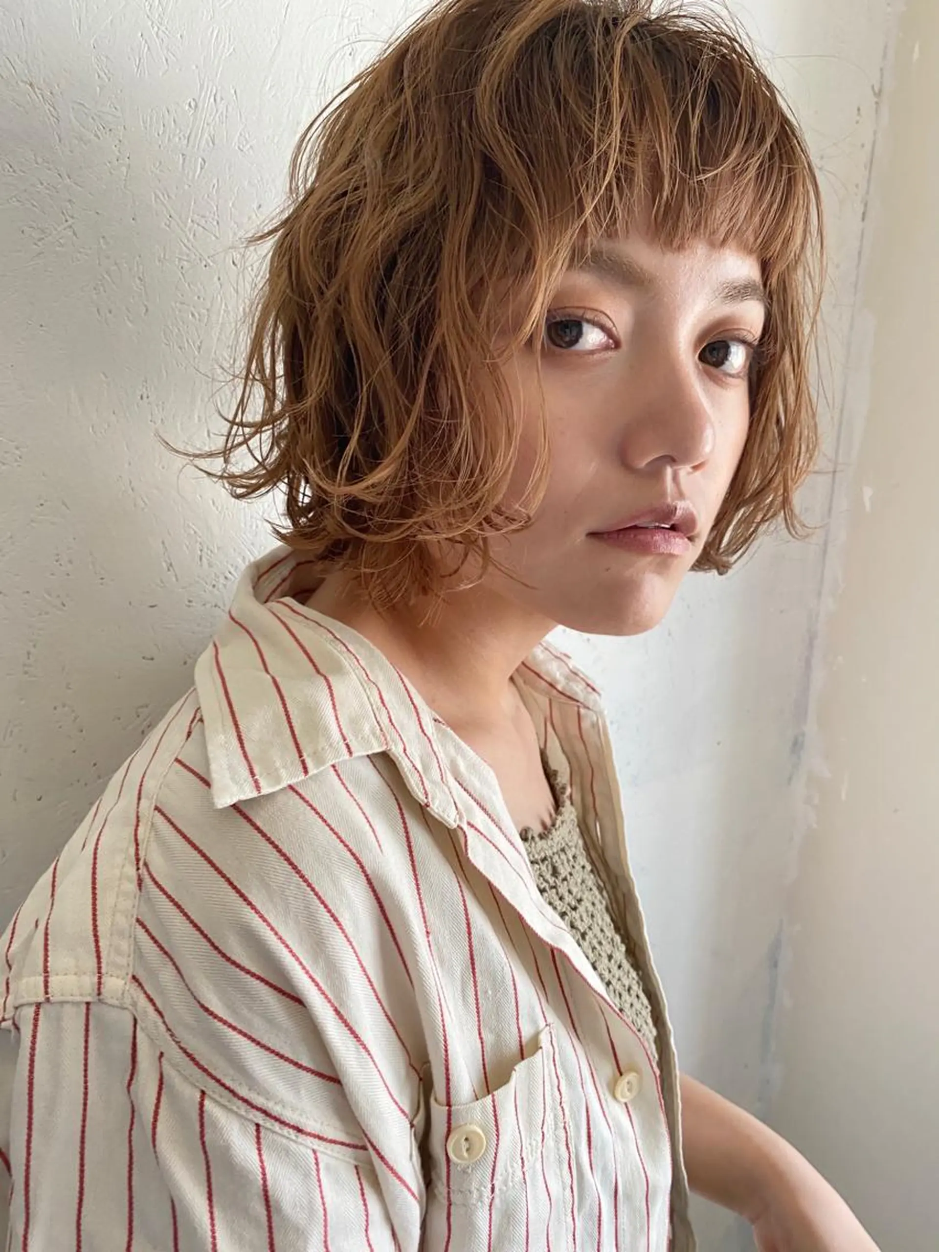 ショート カット ヘアカラー トリートメント 森貴裕/ベージュ/ パーマ/オリーブのヘアスタイル