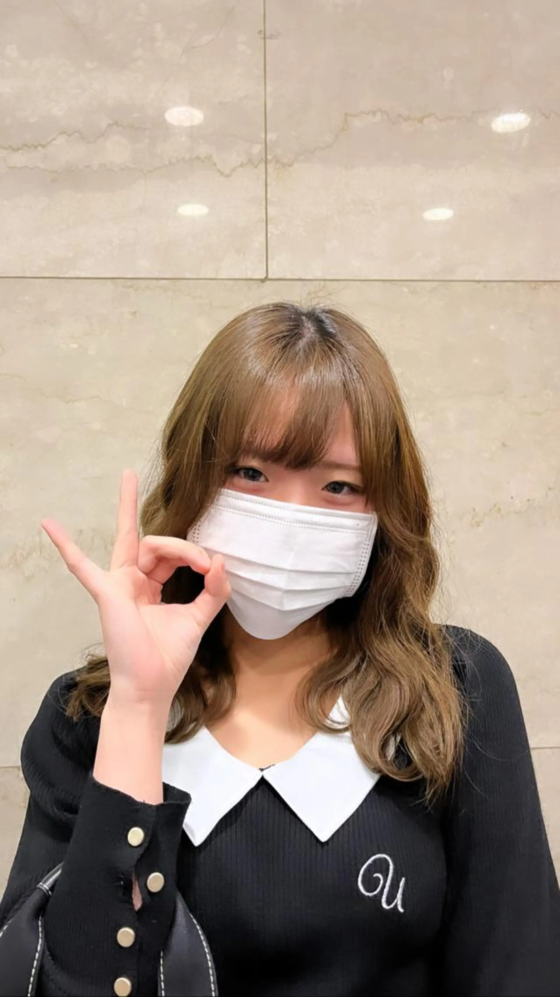 ミディアム 顔周りカット 小顔カット カット えんぐちとも／透明感 カラー／博多ボブのヘアスタイル