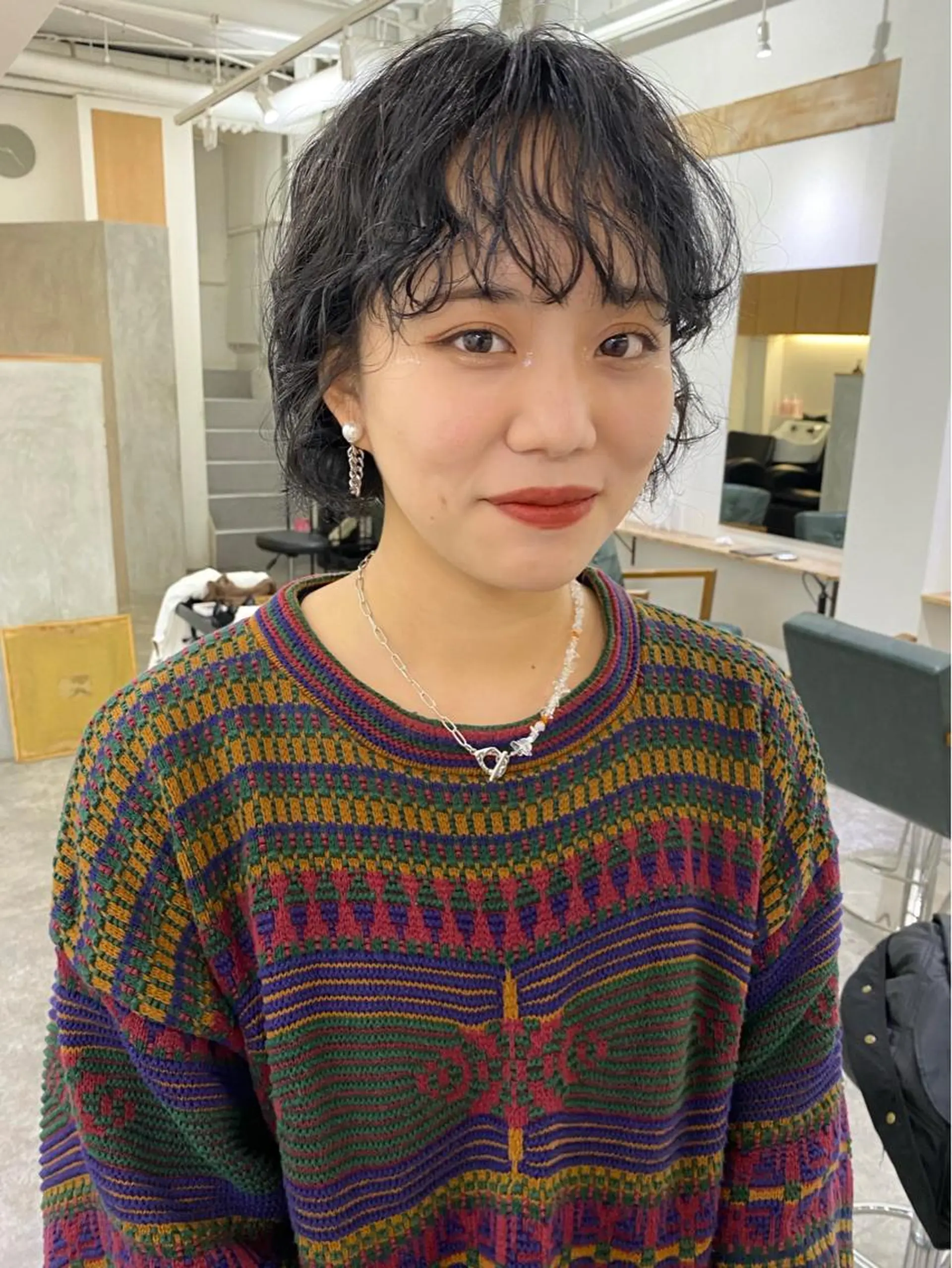 ショート カラー パーマ アッシュ ダークアッシュ スパイラルパーマ カット ヘアカラー パーマ トリートメント 森貴裕/ベージュ/ パーマ/オリーブのヘアスタイル