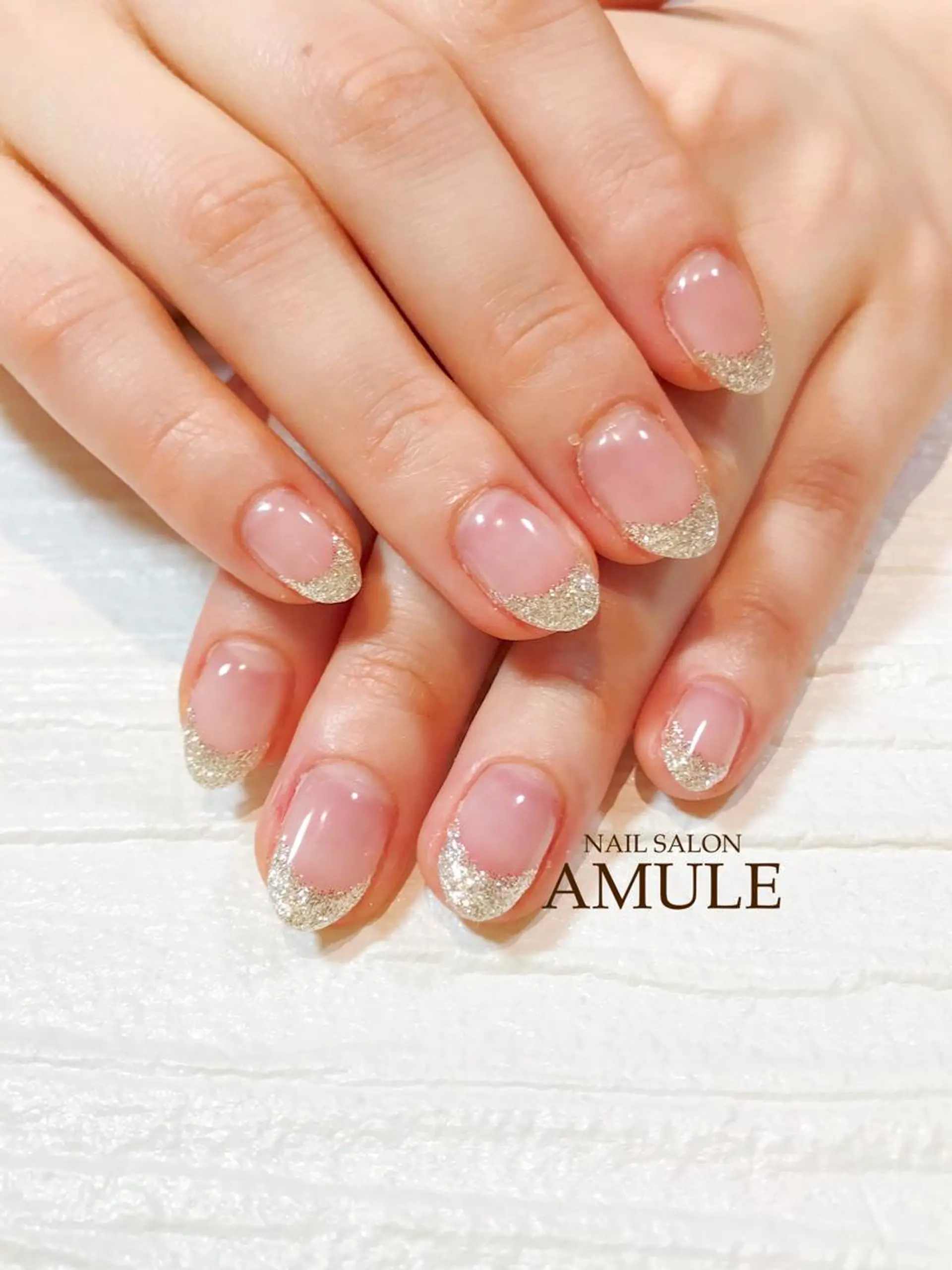 ネイル フレンチネイル ラメ(グリッター) NAILSALON AMULEのネイルデザイン