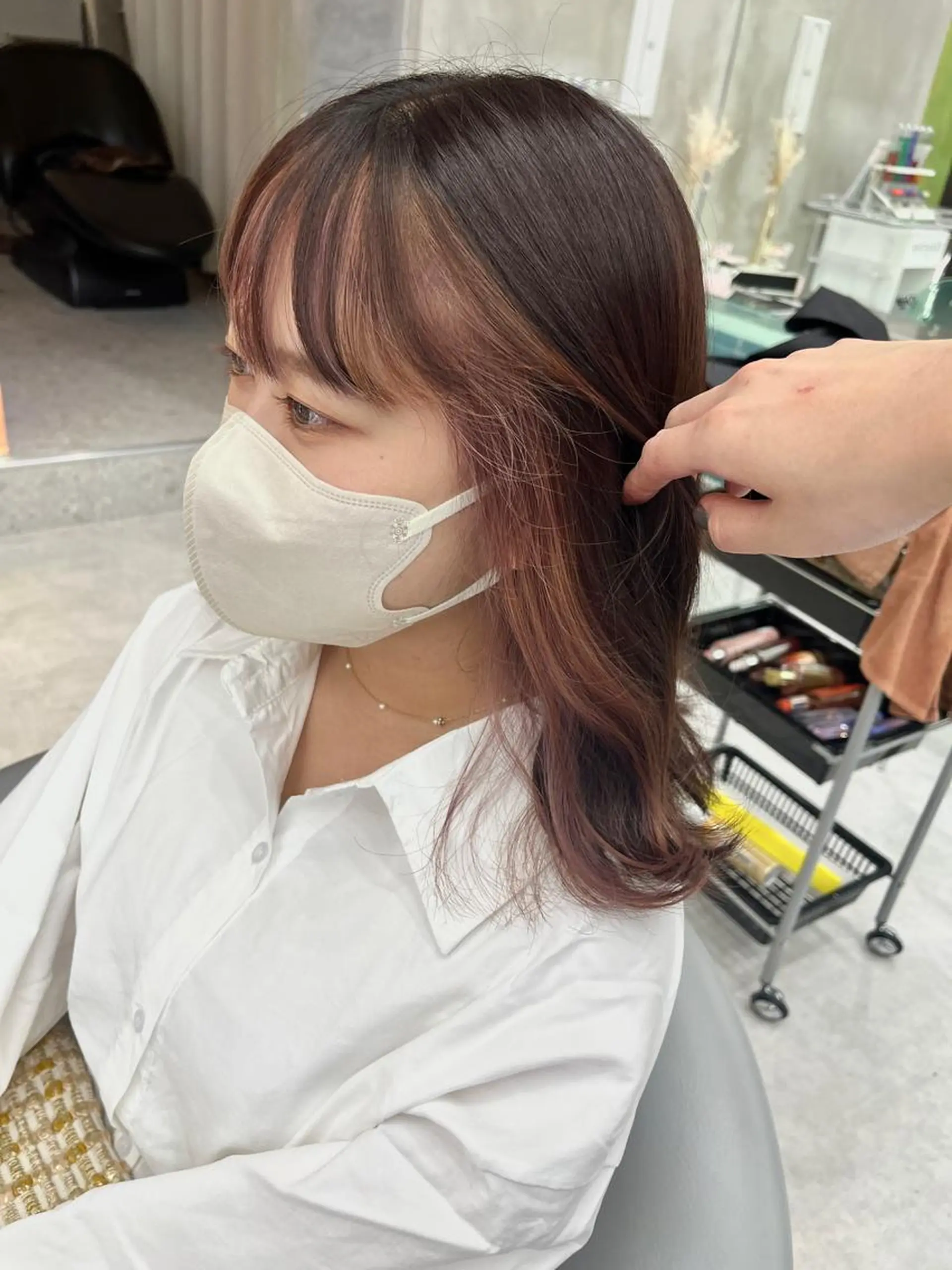 ミディアム カラー インナーカラー ✨縮毛矯正✨レイヤー ホウダカズヒロのヘアスタイル