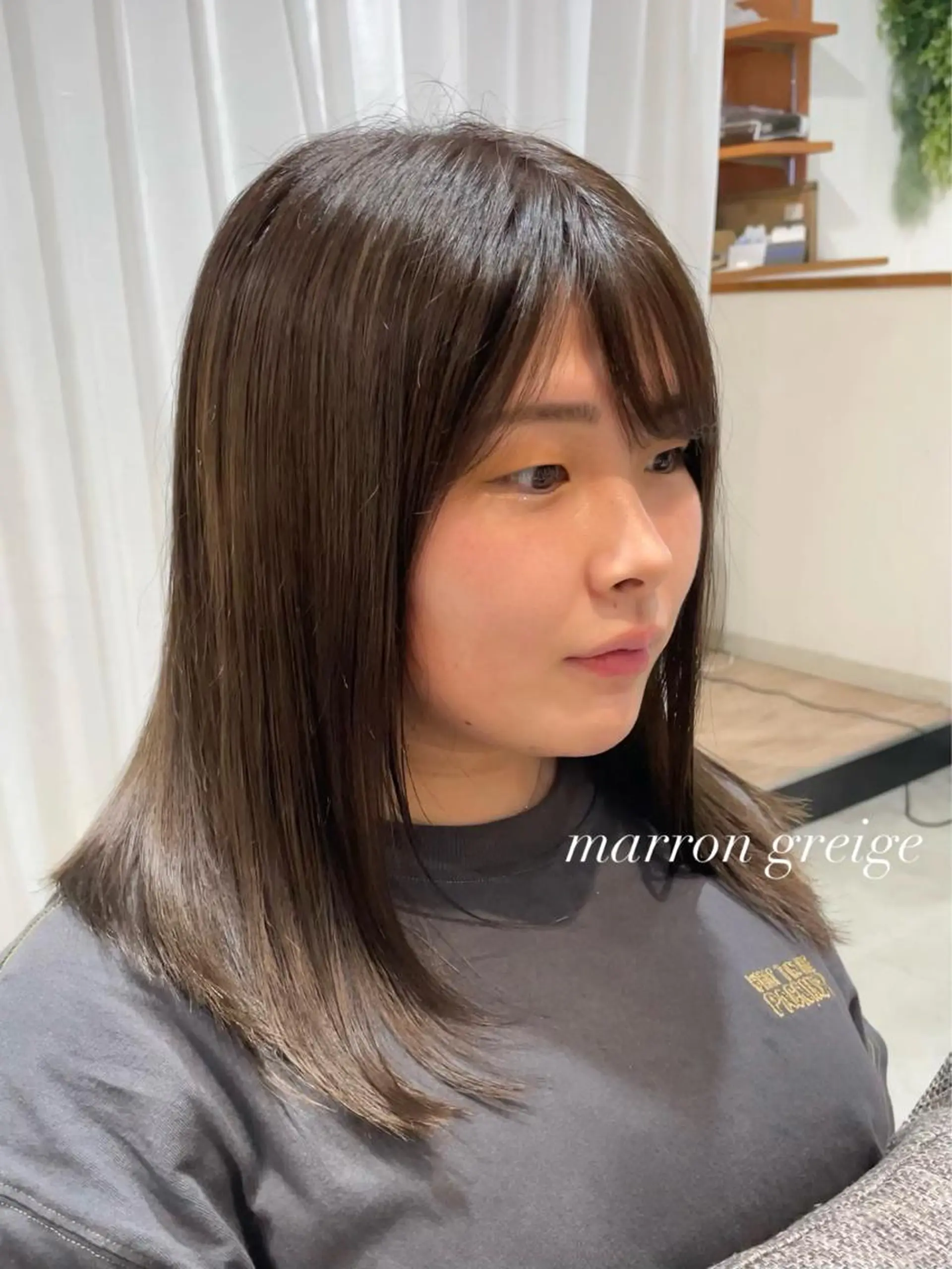 ミディアム カラー ベージュカラー ブリーチ ヘアカラー レイヤー/顔まわり /亀戸錦糸町/なつきのヘアスタイル