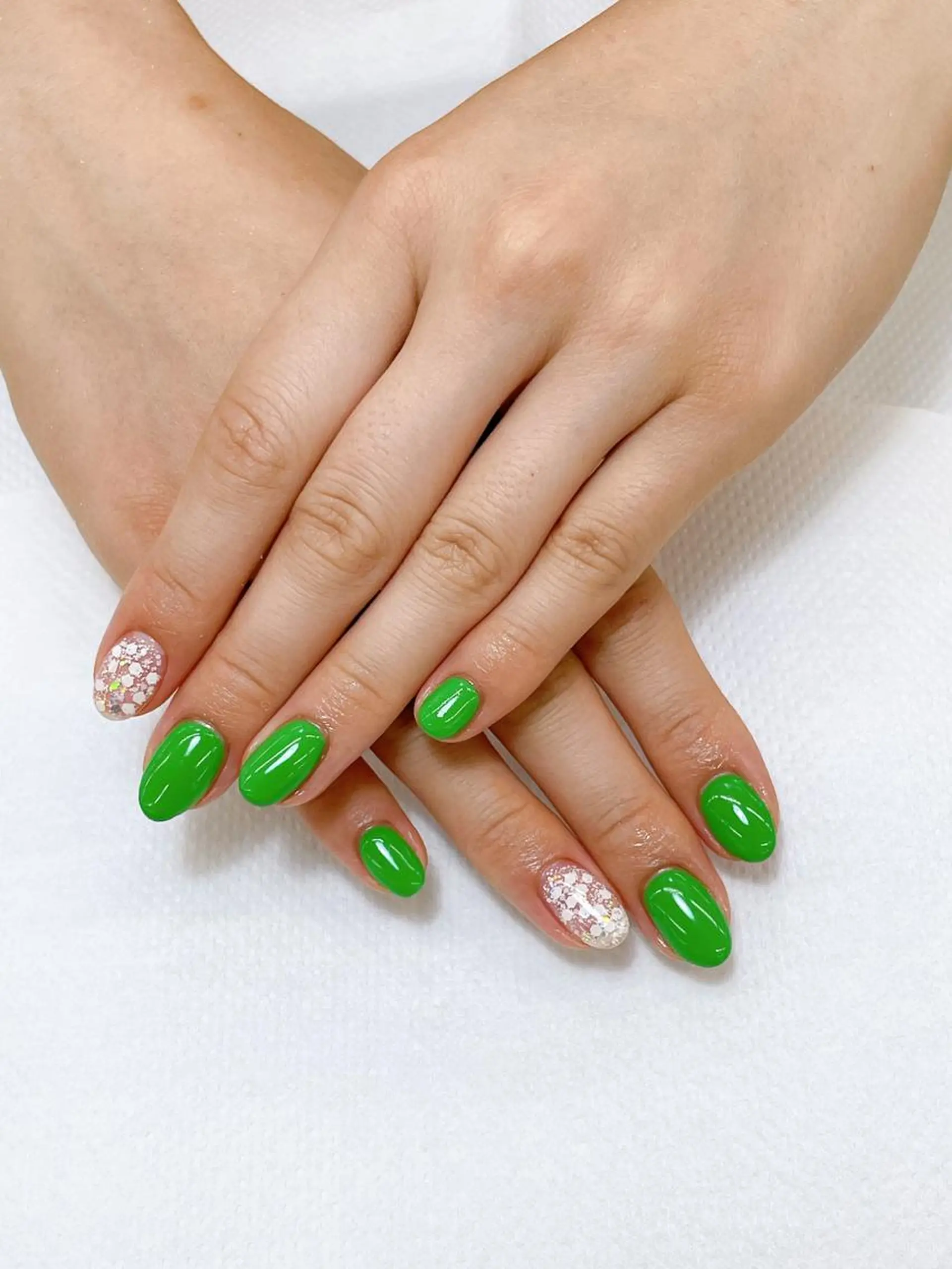ネイル グリーン ラメ(グリッター) 前田 優佳のネイルデザイン