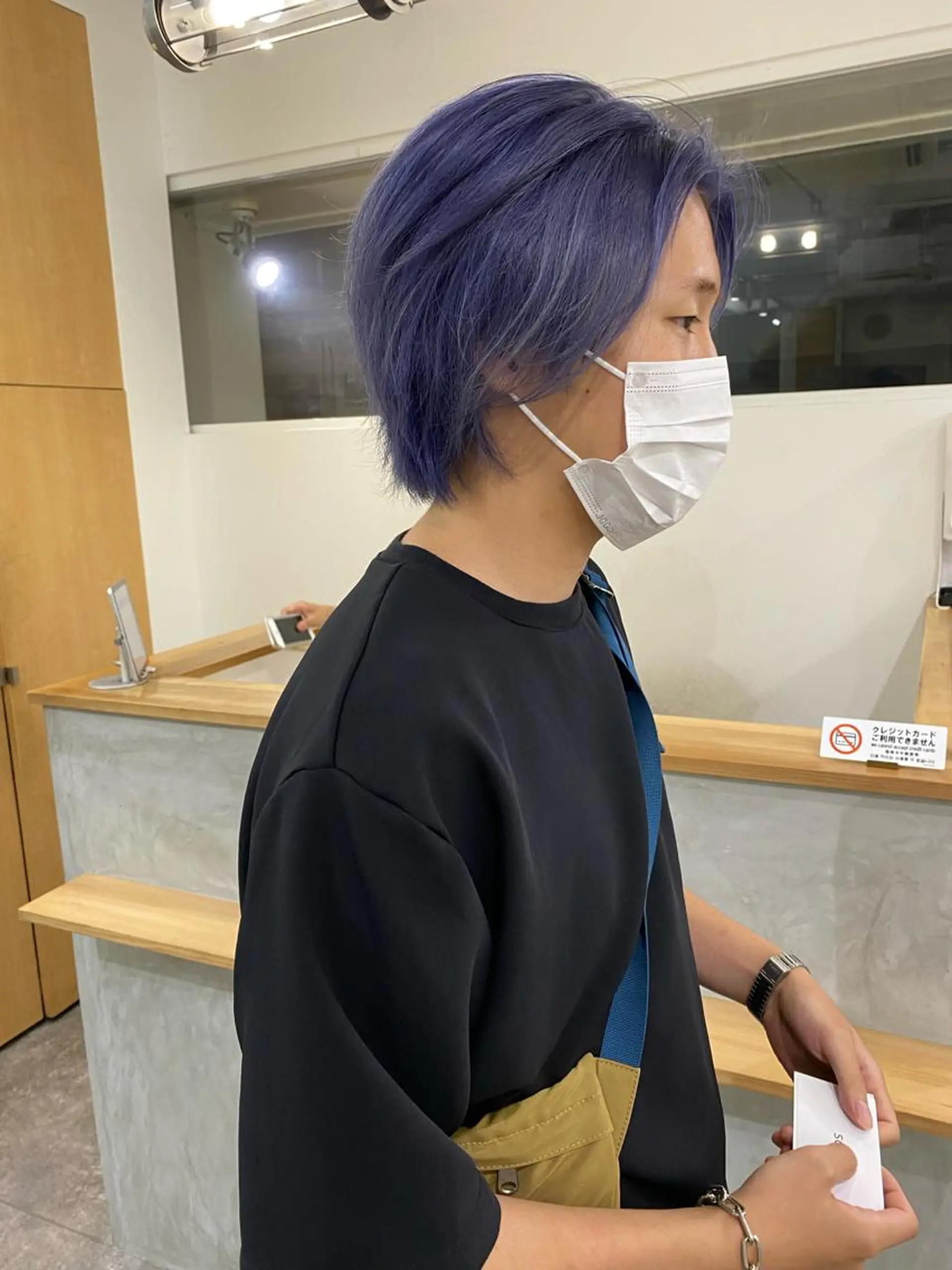 ショート カラー メンズ ブルーカラー ブルーバイオレット バイオレットカラー カット ヘアカラー トリートメント 森貴裕/ベージュ/ パーマ/オリーブのヘアスタイル