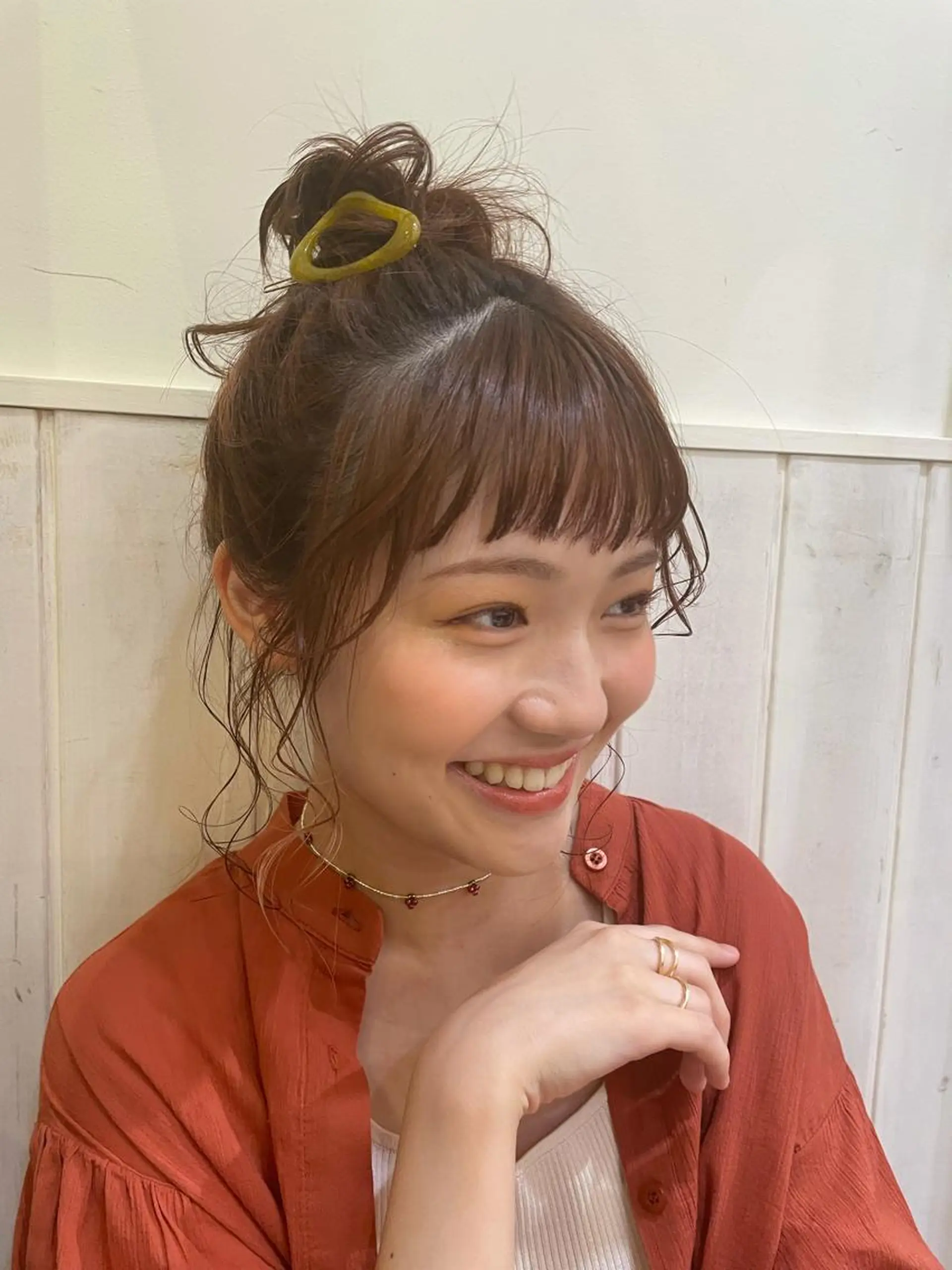 ミディアム カラー ヘアアレンジ 顔周りカット 清水　ちひろ ✄トップスタイリストのヘアスタイル