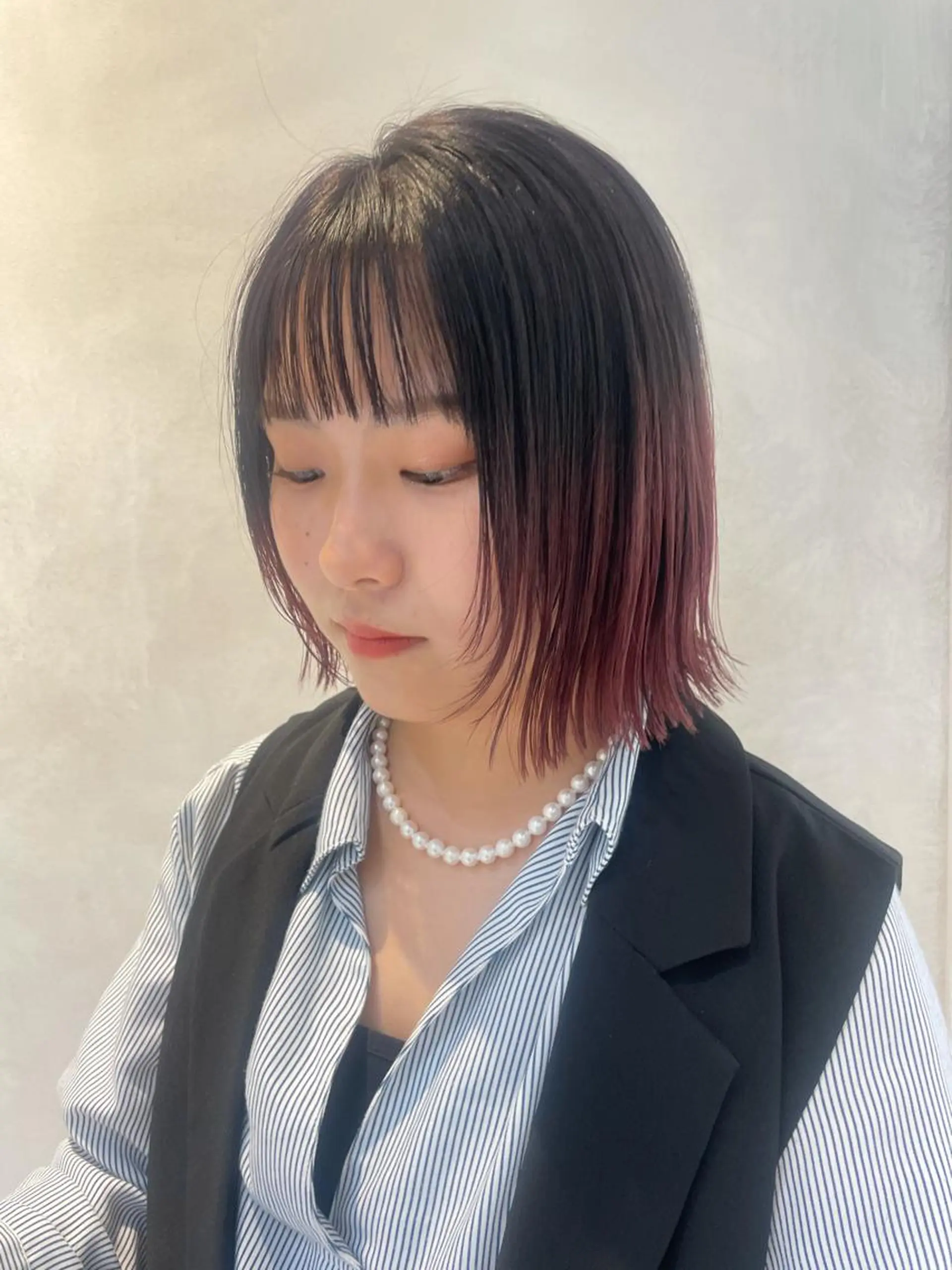 ショート カラー グラデーションカラー ボブ 顔まわりレイヤー 顔周りカット レイヤーカット 若林 良のヘアスタイル