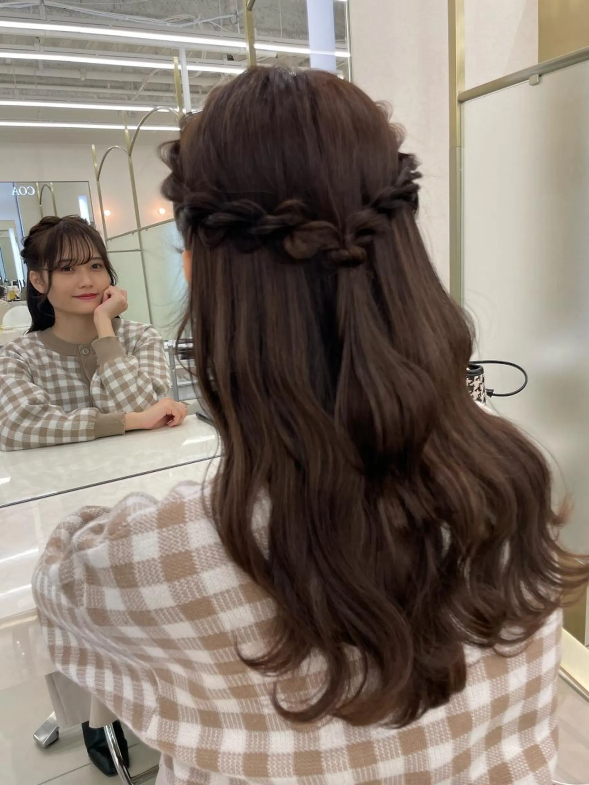 ロング ヘアアレンジ ハーフアップ CARELLY Rukaのマツエク・マツパデザイン