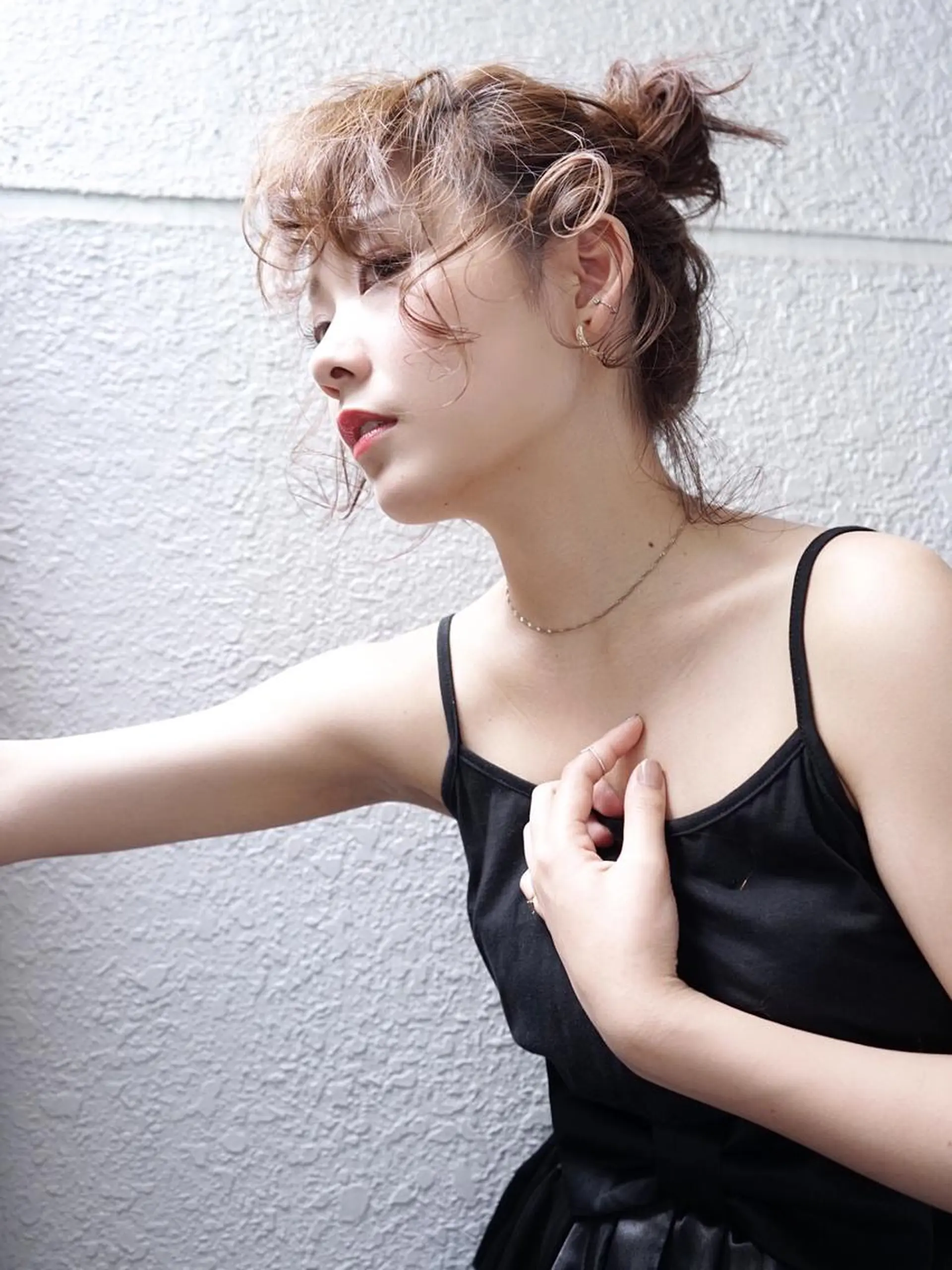 ミディアム カラー ヘアアレンジ カット ヘアカラー トリートメント 花井 啓好のヘアスタイル