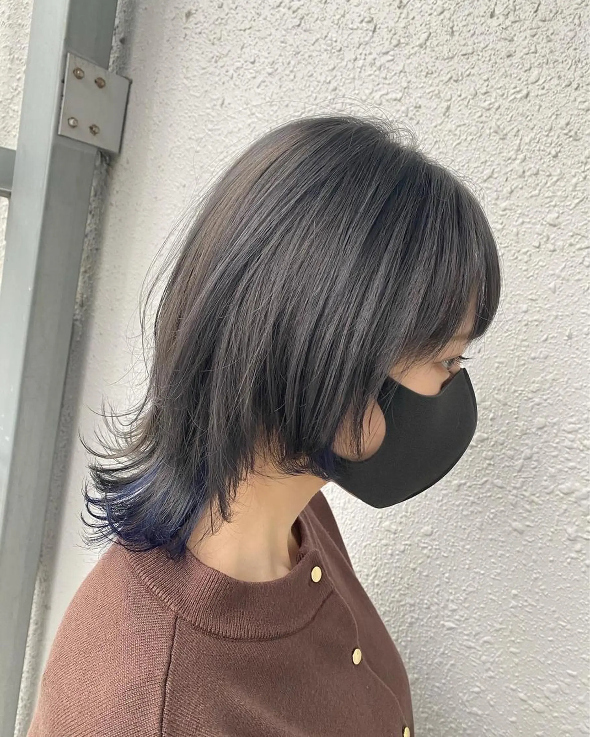 ミディアム カラー ブリーチ ブルーカラー ウルフカット 後藤紗英/髪質改善 /オリーブベージュのヘアスタイル