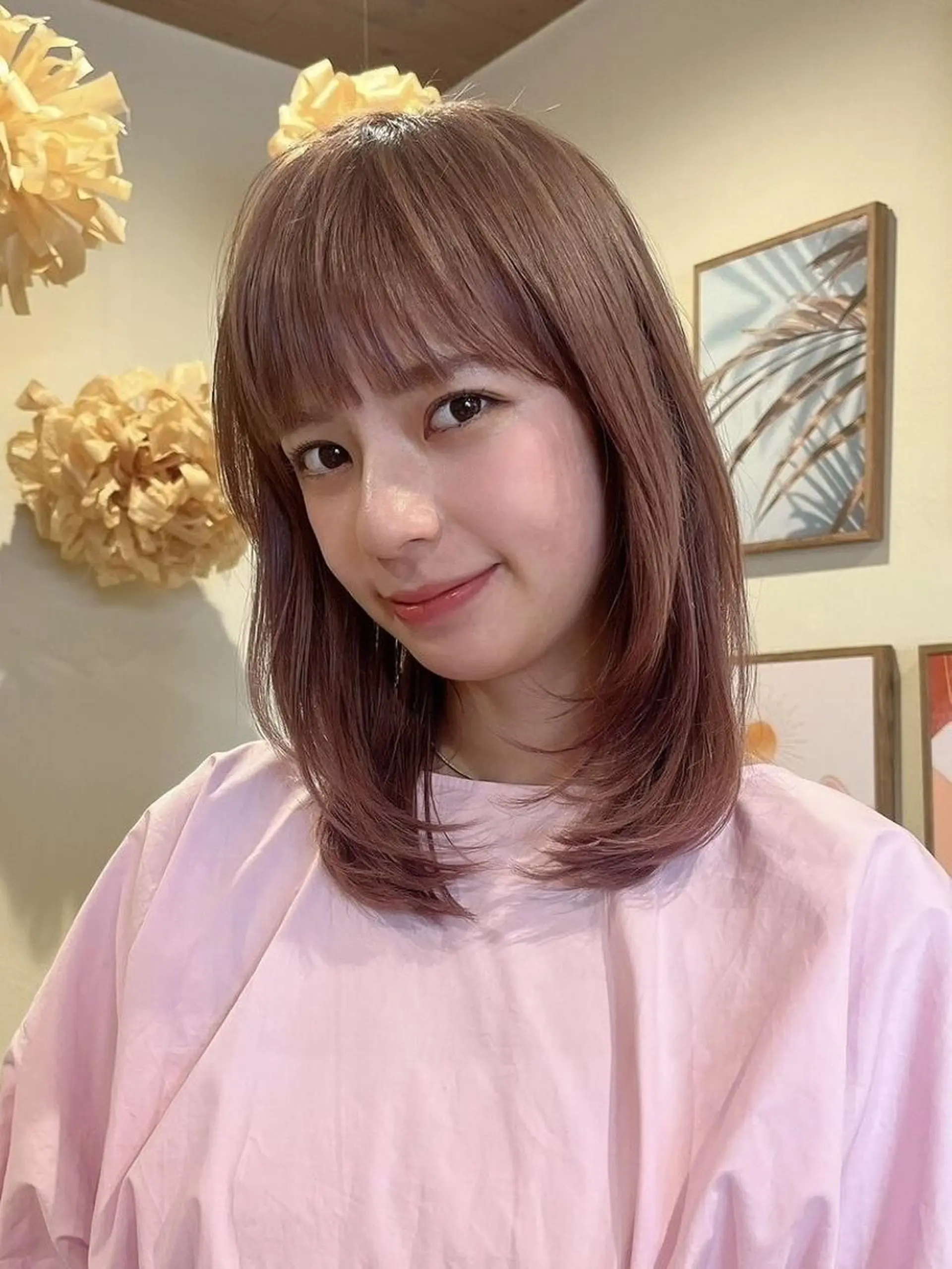 ミディアム ボブ ハイライト 髪質改善 韓国風ヘア レイヤーカット .5 by soleil 小松店のヘアスタイル