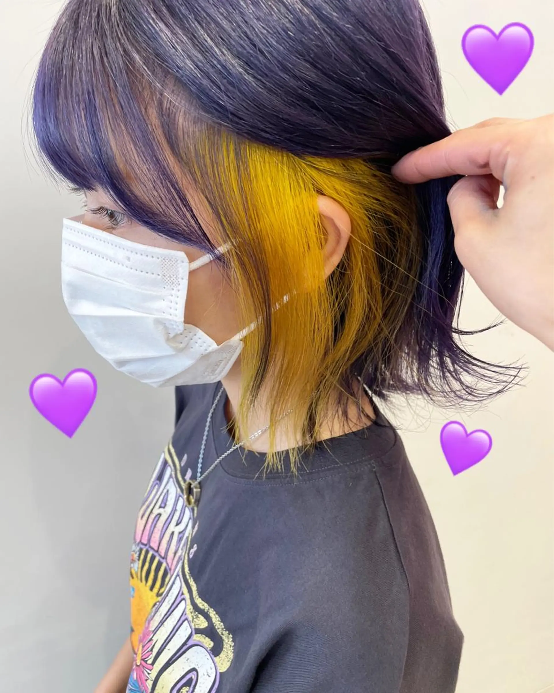 ショート カラー デザインカラー ラベンダーカラー イエローカラー 新宿駅近♡個室 ♡関口三都季🌜のヘアスタイル
