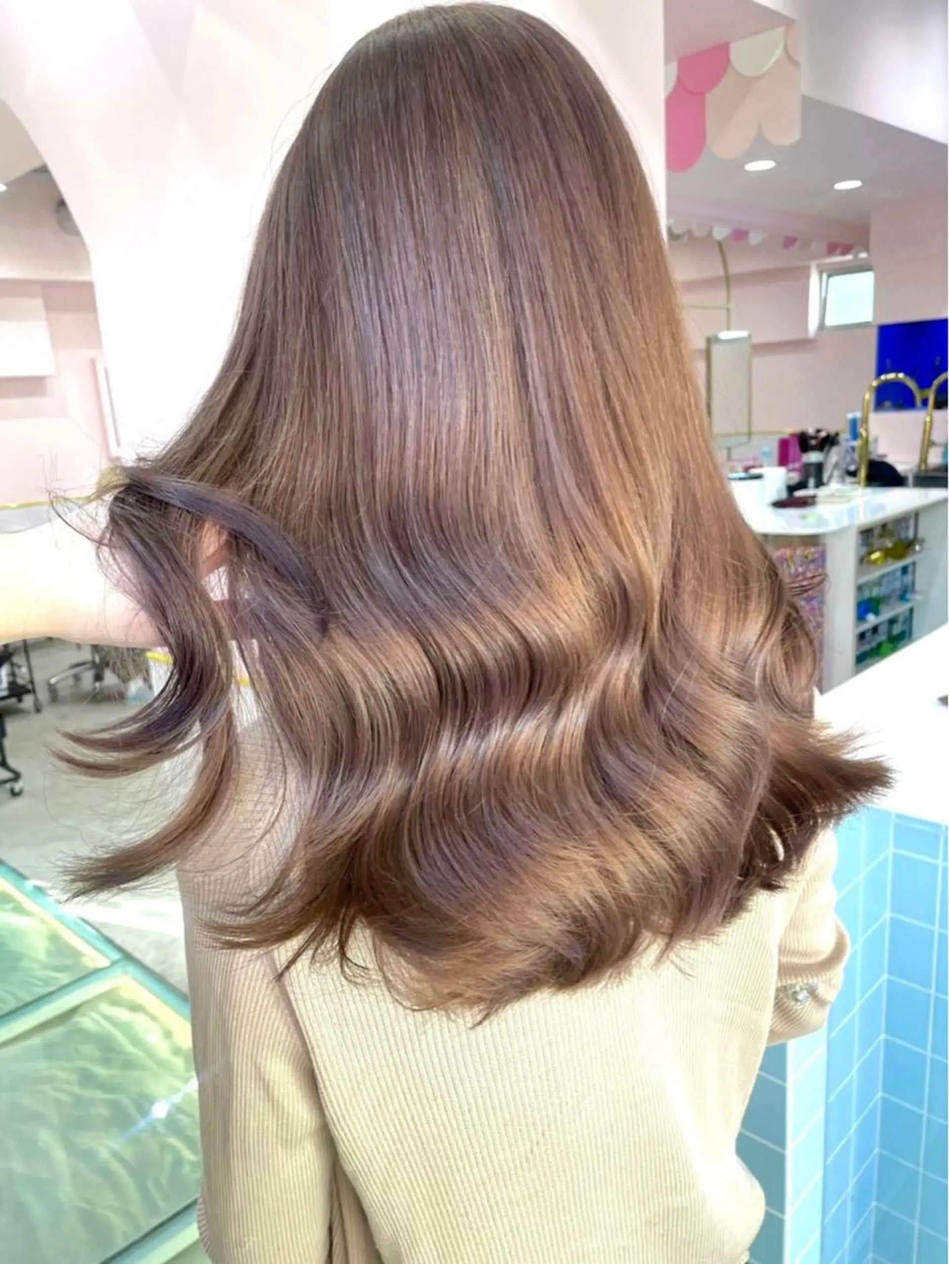 セミロング カラー ベージュカラー ブリーチ ミルクティーベージュ ヘアカラー トリートメント 楓🦋韓国系レイヤー / 透明感カラー🤍のヘアスタイル