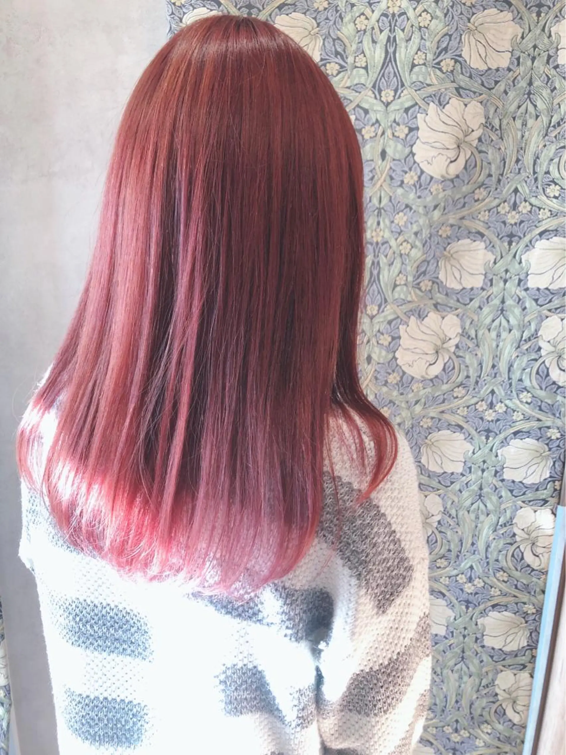 セミロング カラー ブリーチ ピンクカラー 野咲き 美容室のマツエク・マツパデザイン