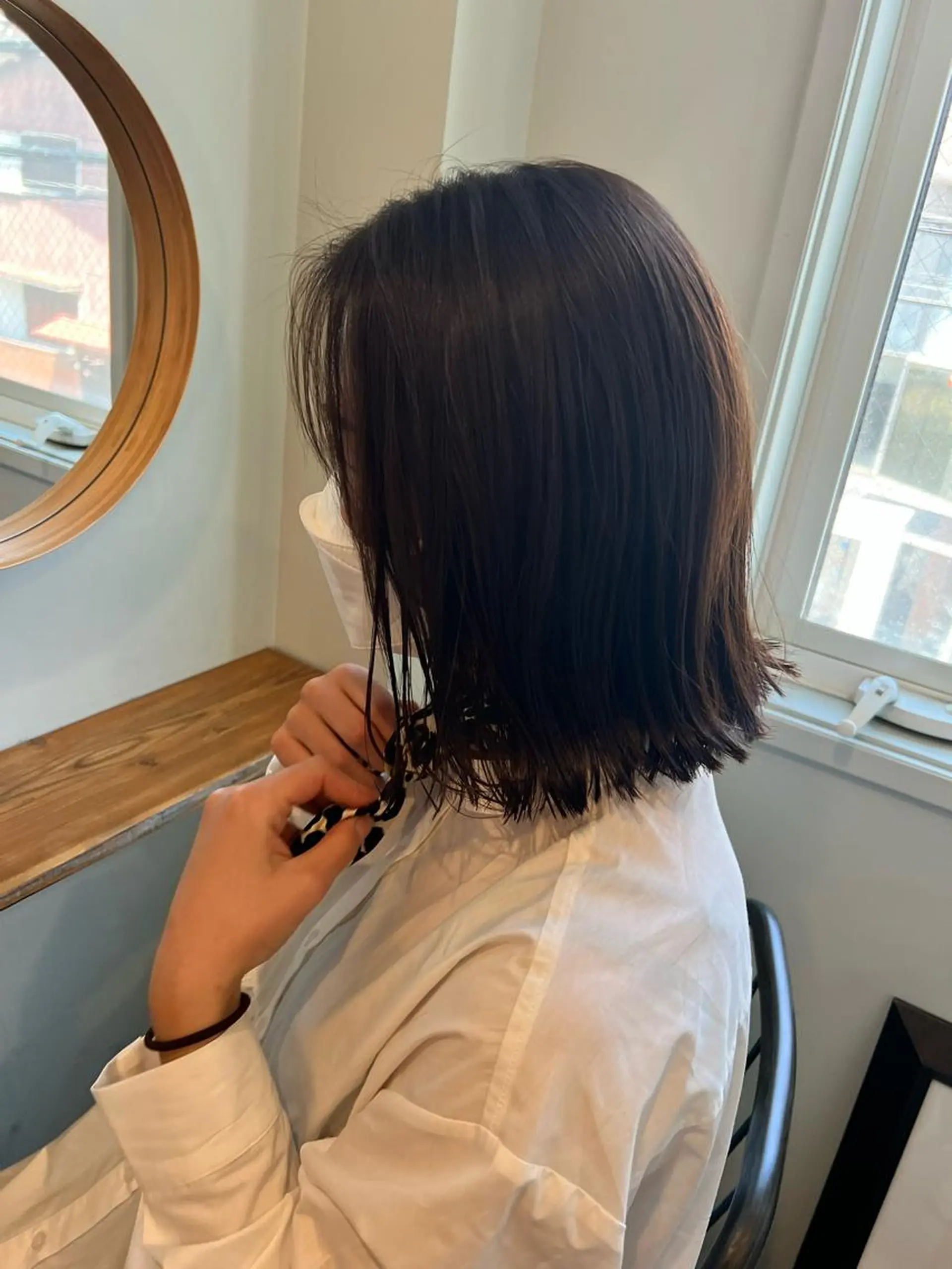 ミディアム カラー カット ヘアカラー トリートメント ミディアムパーマ /癖毛パーマのヘアスタイル