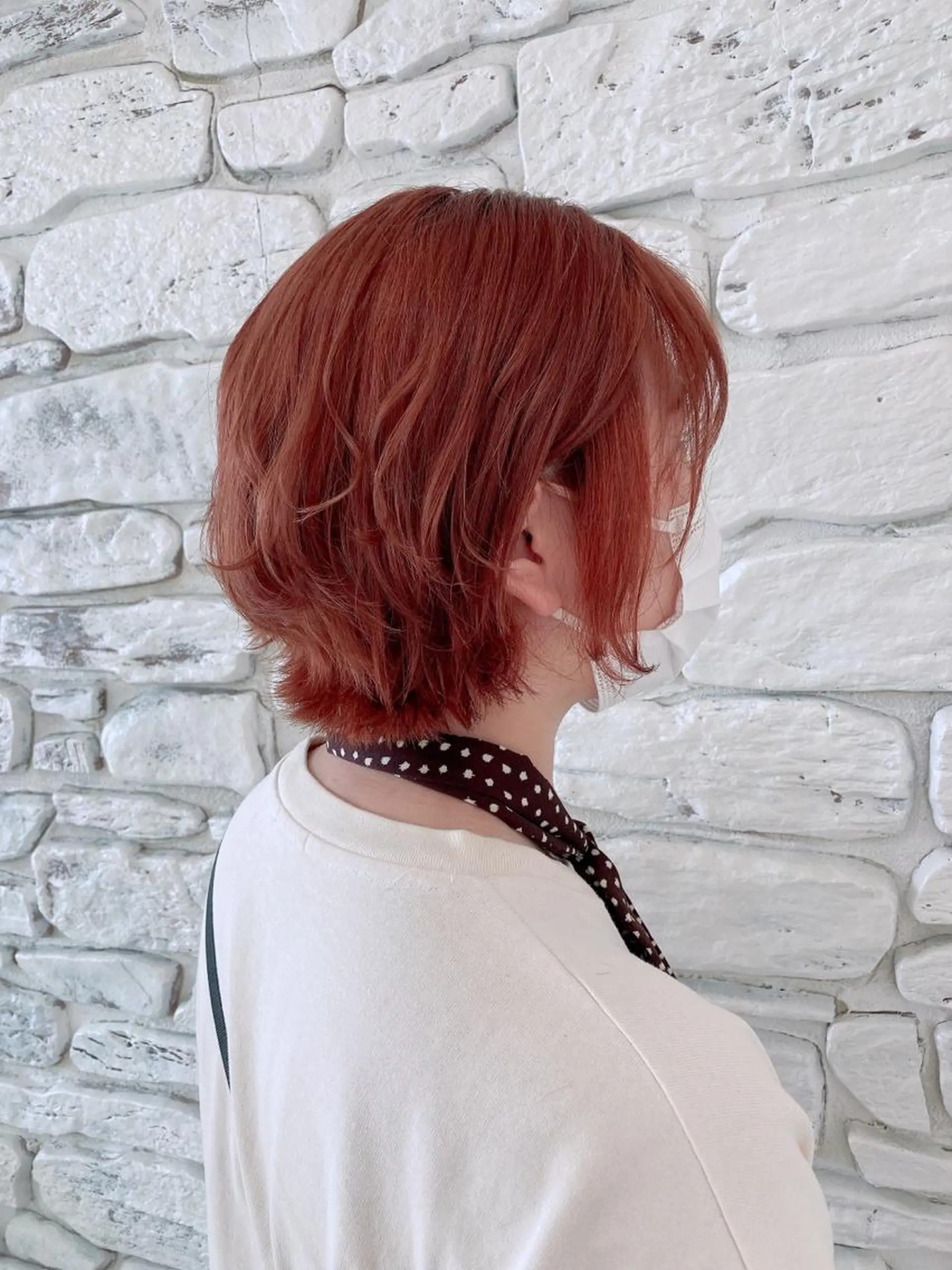 ショート カラー オレンジ ピンクカラー 浅岡 のどかのヘアスタイル