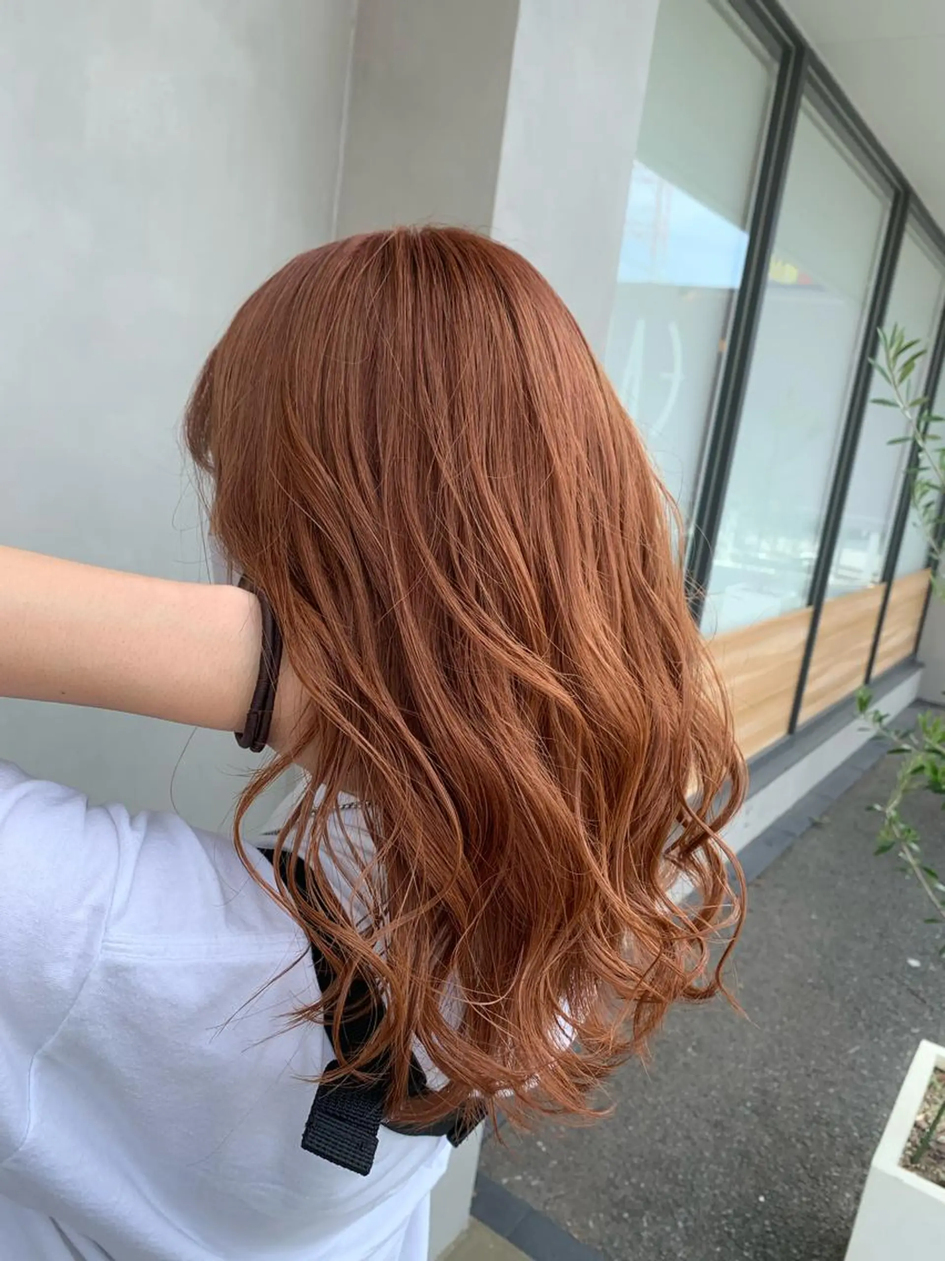 ミディアム カラー ブリーチ ケアブリーチ オレンジ 名古屋／デザイン／ ブリーチ/松井亮磨のヘアスタイル