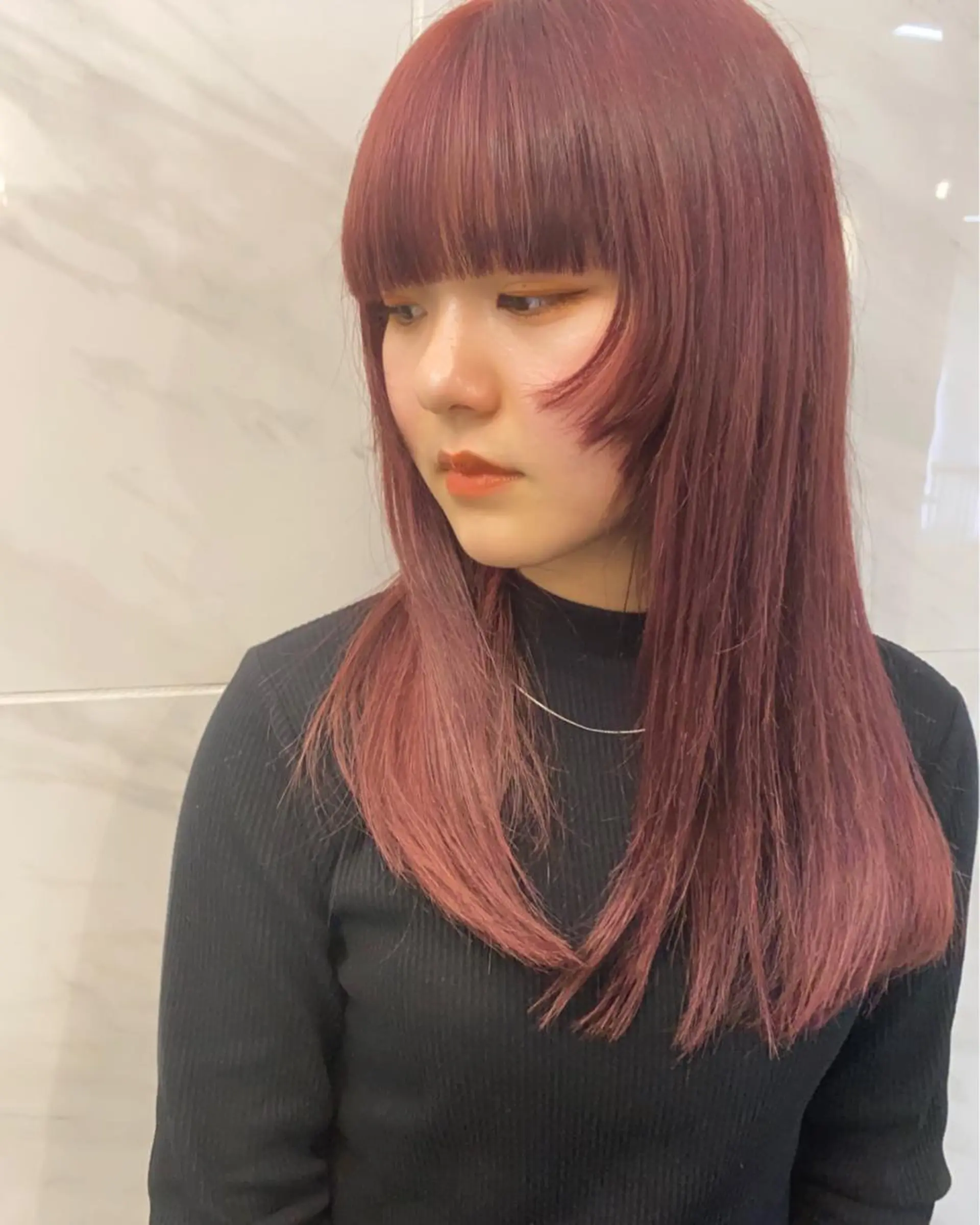ロング カット ヘアカラー おおつき ありかのヘアスタイル