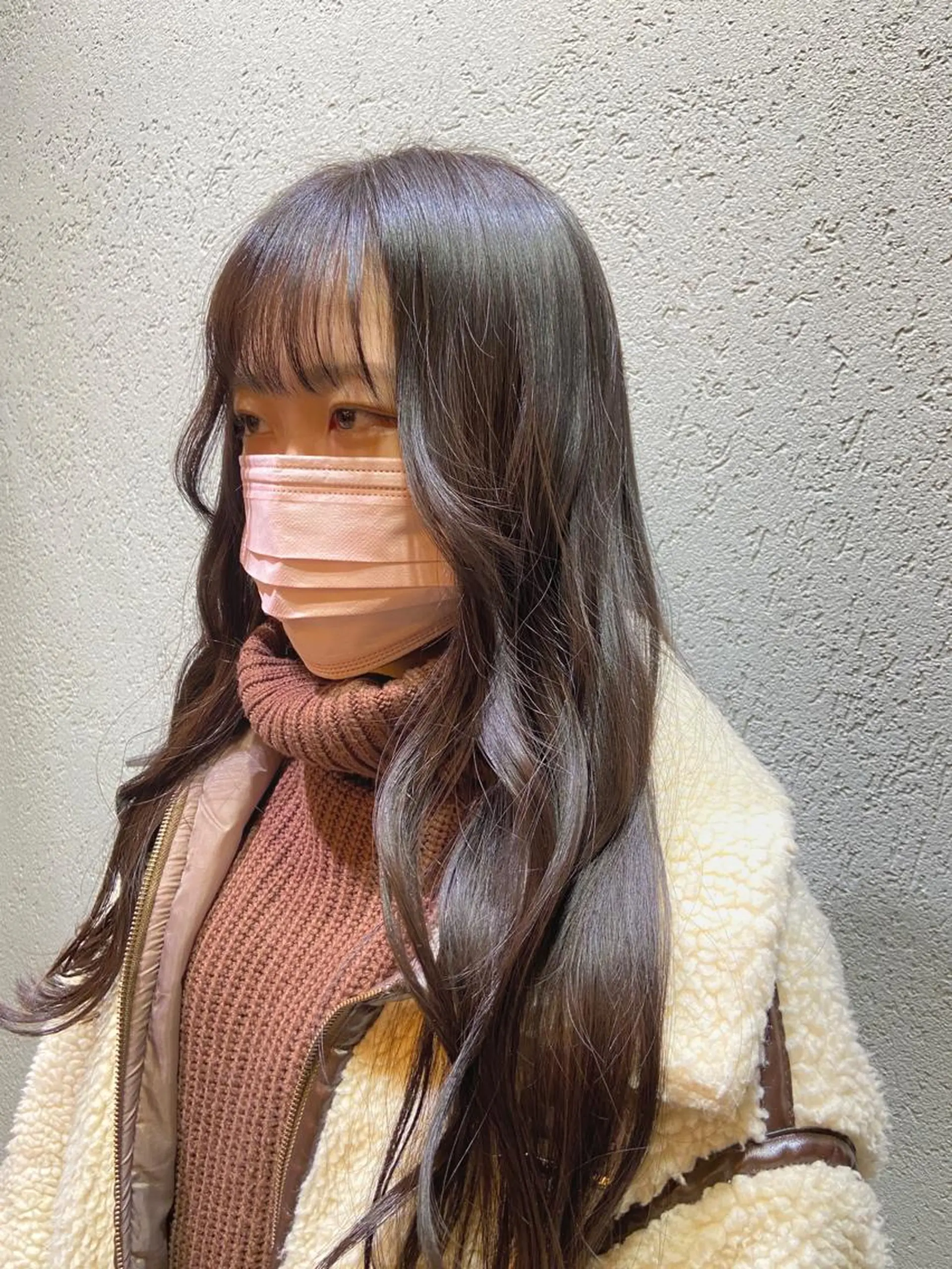 ロング カラー 顔まわりレイヤー 韓国風ヘア レイヤーカット THINK SHOP sakiのヘアスタイル