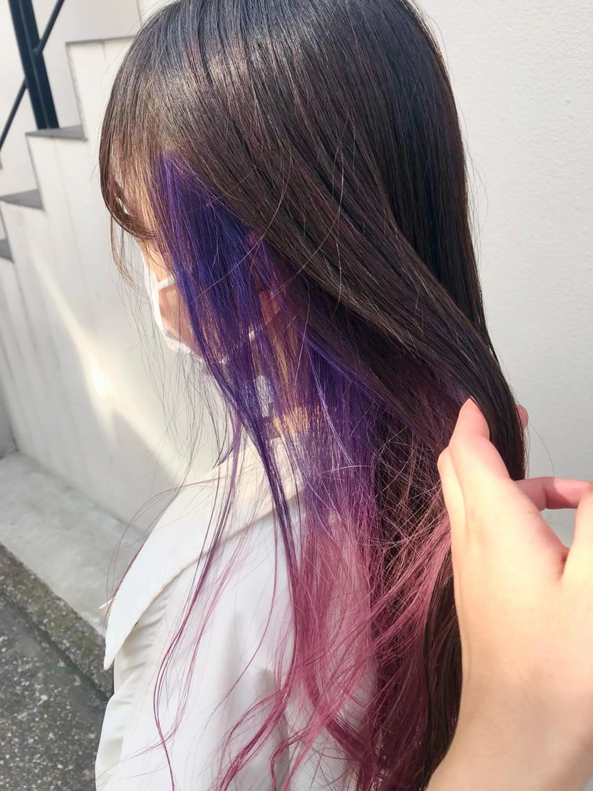 セミロング カラー ヘアアレンジ ハイトーンを育てる ブリーチカラー/牧原のヘアスタイル